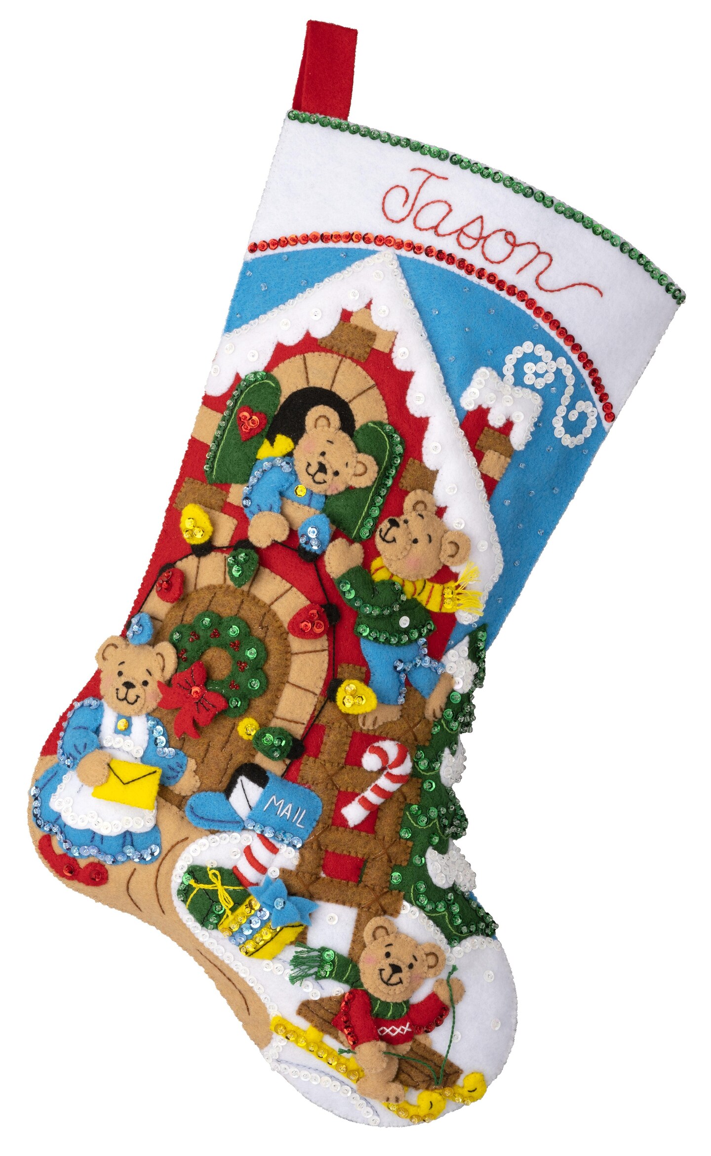 Bucilla Felt Stocking Applique Kit 18 Long-A Bear-Y Merry Christmas