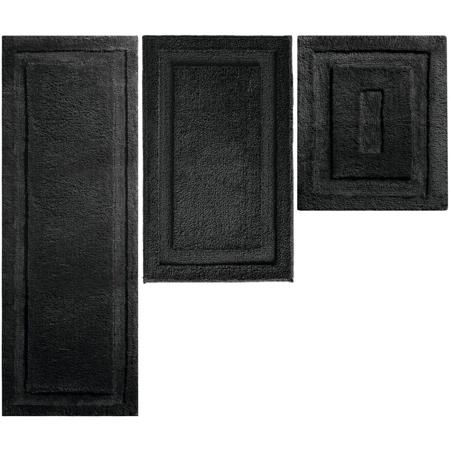 mDesign Microfiber Bath Mats - 3 Piece Bathroom Rug Set