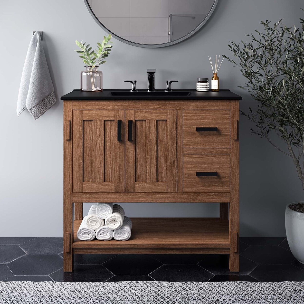 Modway Ashlyn 36 Wood Bathroom Vanity (Sink Basin Not Included