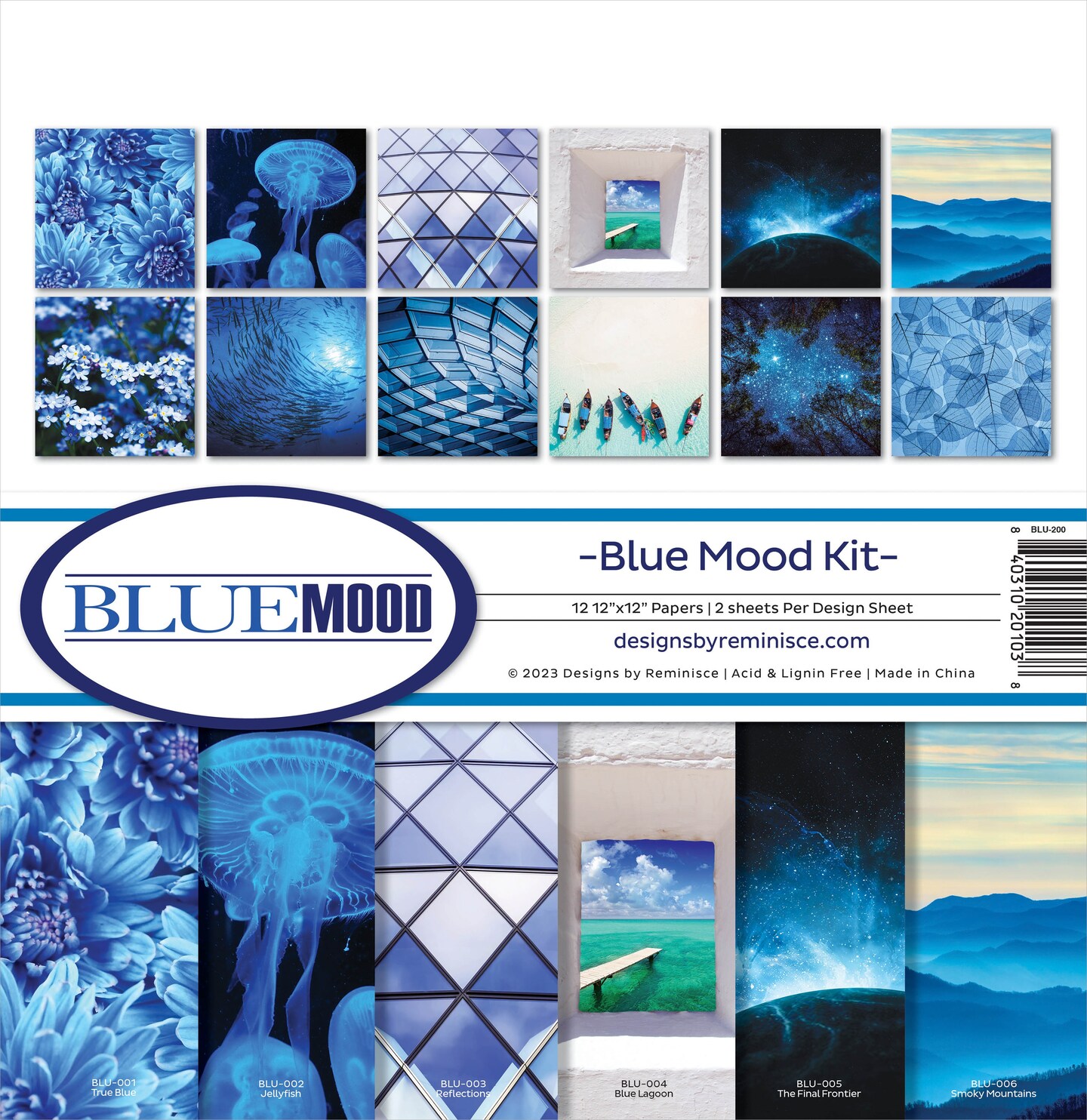 Reminisce Collection Kit 12&#x22;X12&#x22;-Blue Moods