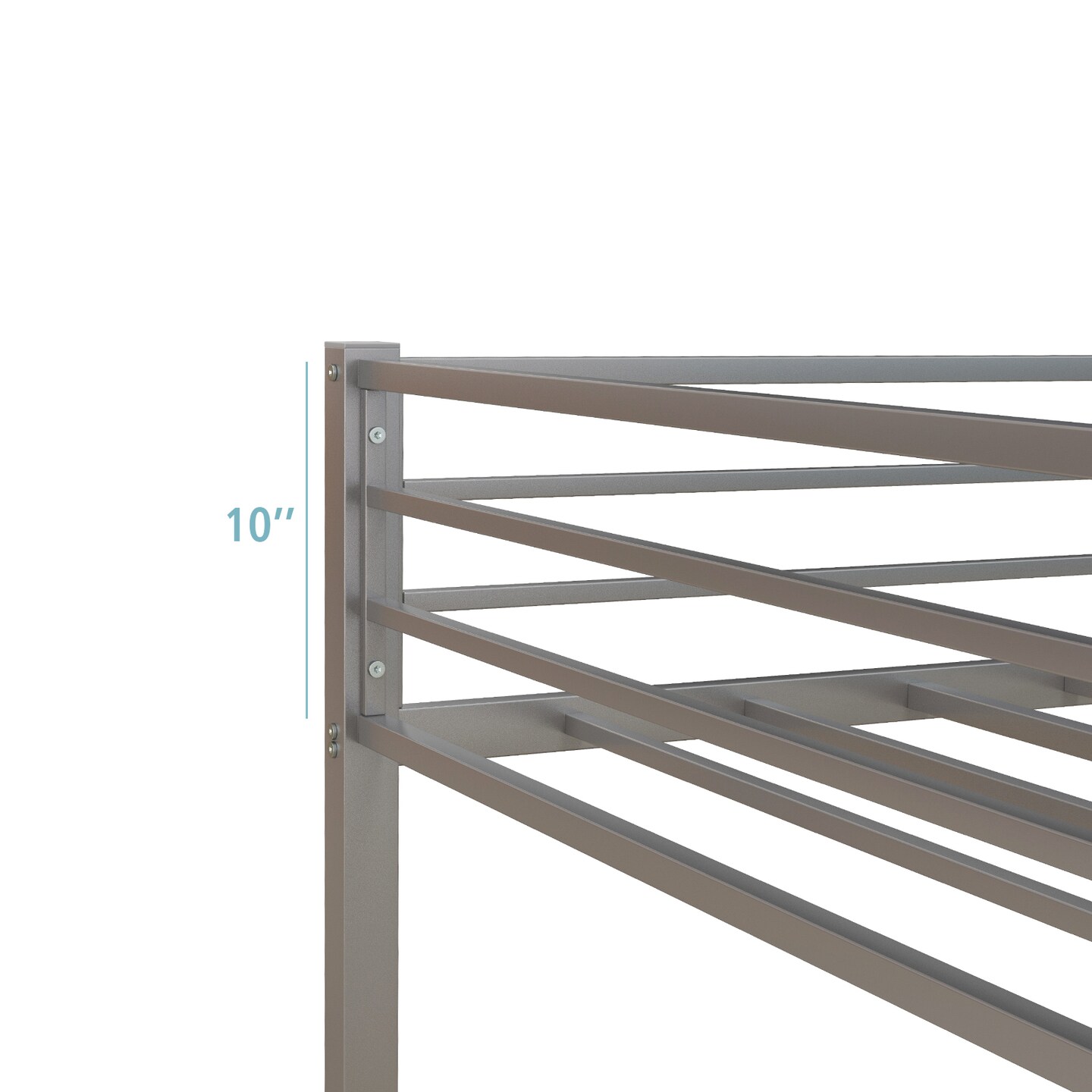 Twin Over Twin Metal Bunk Bed, Low Profile, Safe, No Box-Spring