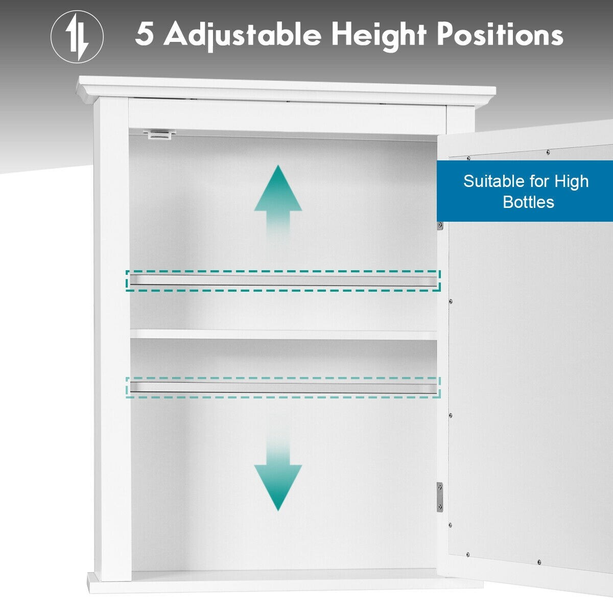 Bathroom Mirror Cabinet Wall Mounted Adjustable Shelf Medicine Storage