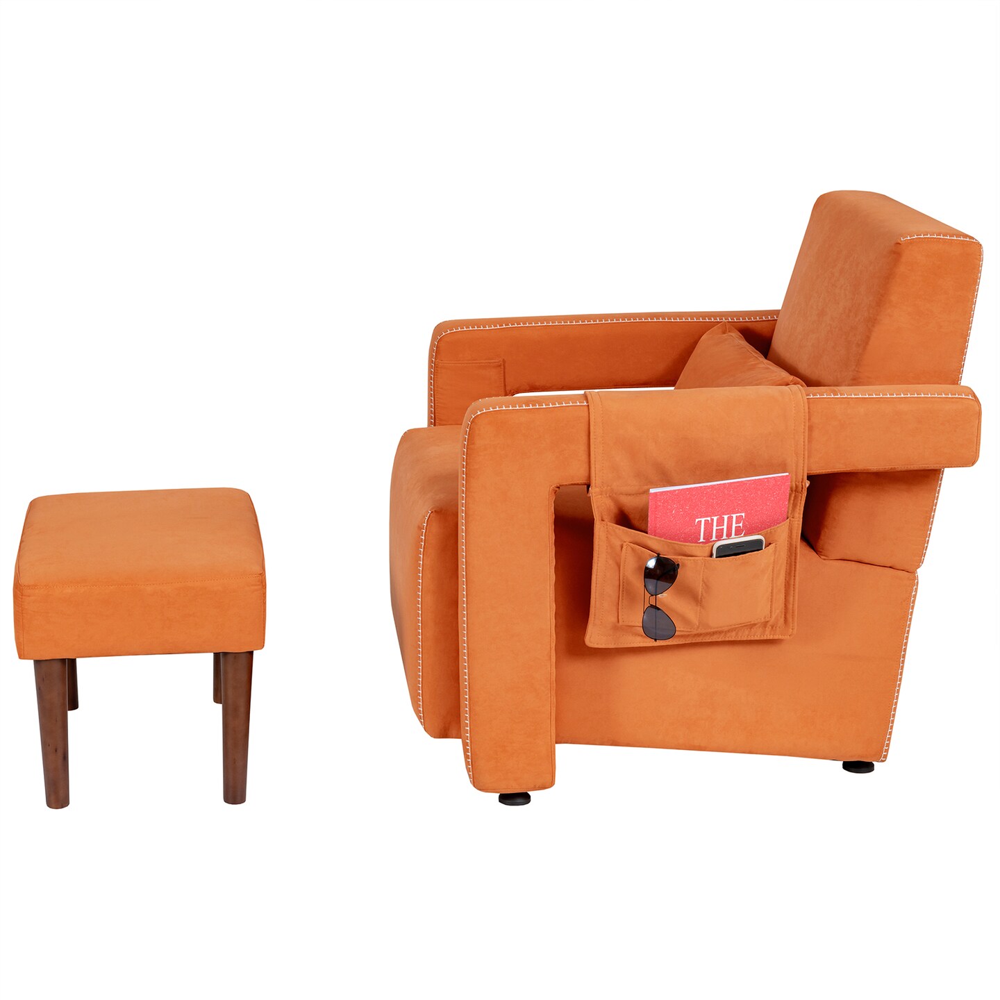 Modern Berber Fleece Single Sofa Chair Included Ottoman and Waist Pillow Suitable for Any Terrain