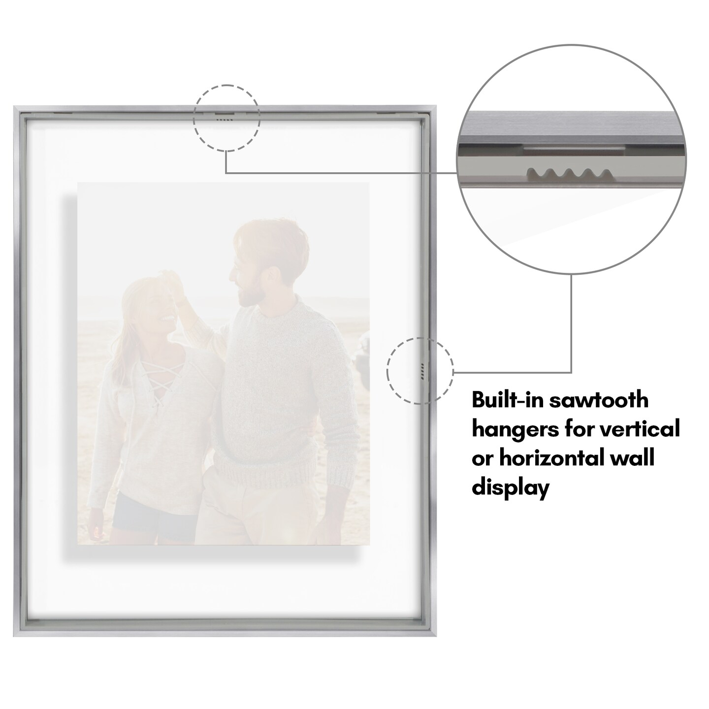 Americanflat Floating Aluminum Picture Frame - Sleek Aluminum Photo Frame for Wall Display - Black Metal Molded Frame - Shatter Resistant Glass - Hanging Hardware