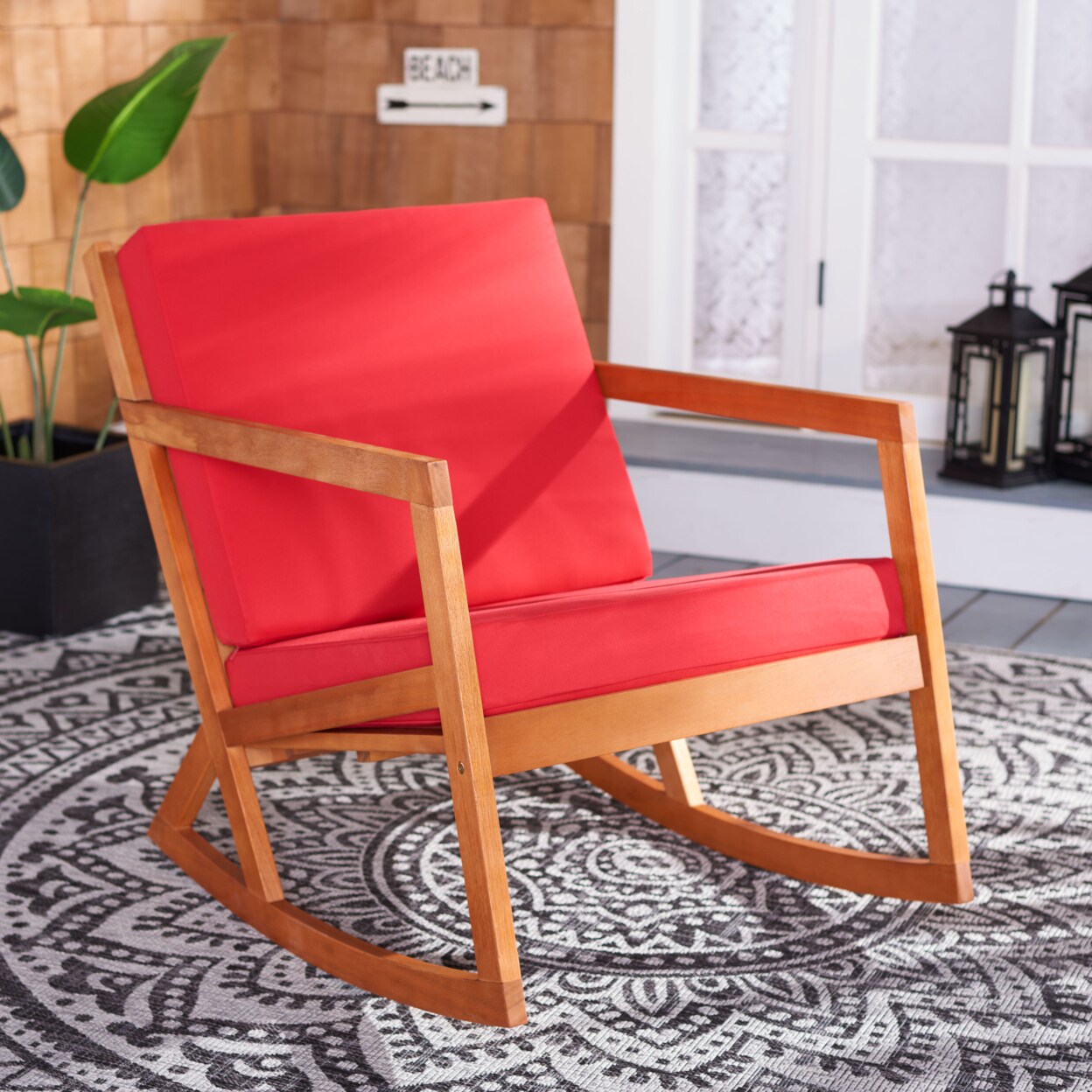 Safavieh Outdoor Collection Vernon Rocking Chair Natural Red