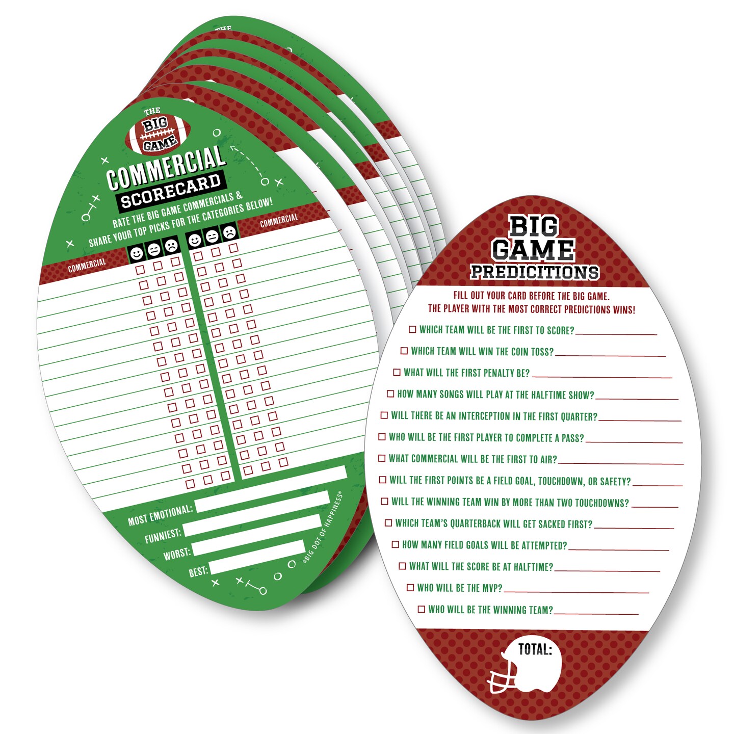 Big Dot of Happiness The Big Game - 2-in-1 Football Party Cards - Activity Duo Games - Set of 20
