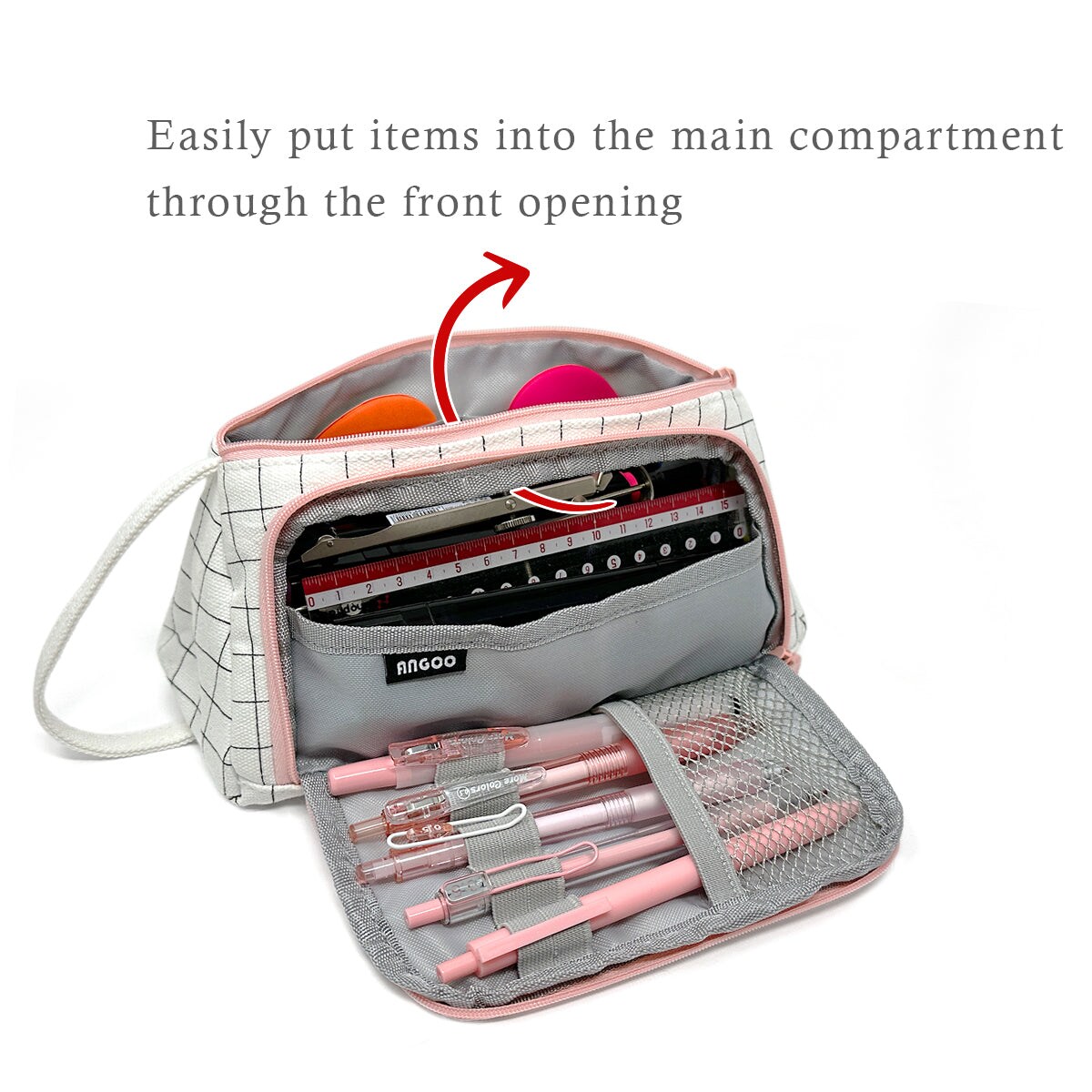Wrapables Large Capacity Pencil Case, Portable Pencil Pouch for Stationery Office Supplies