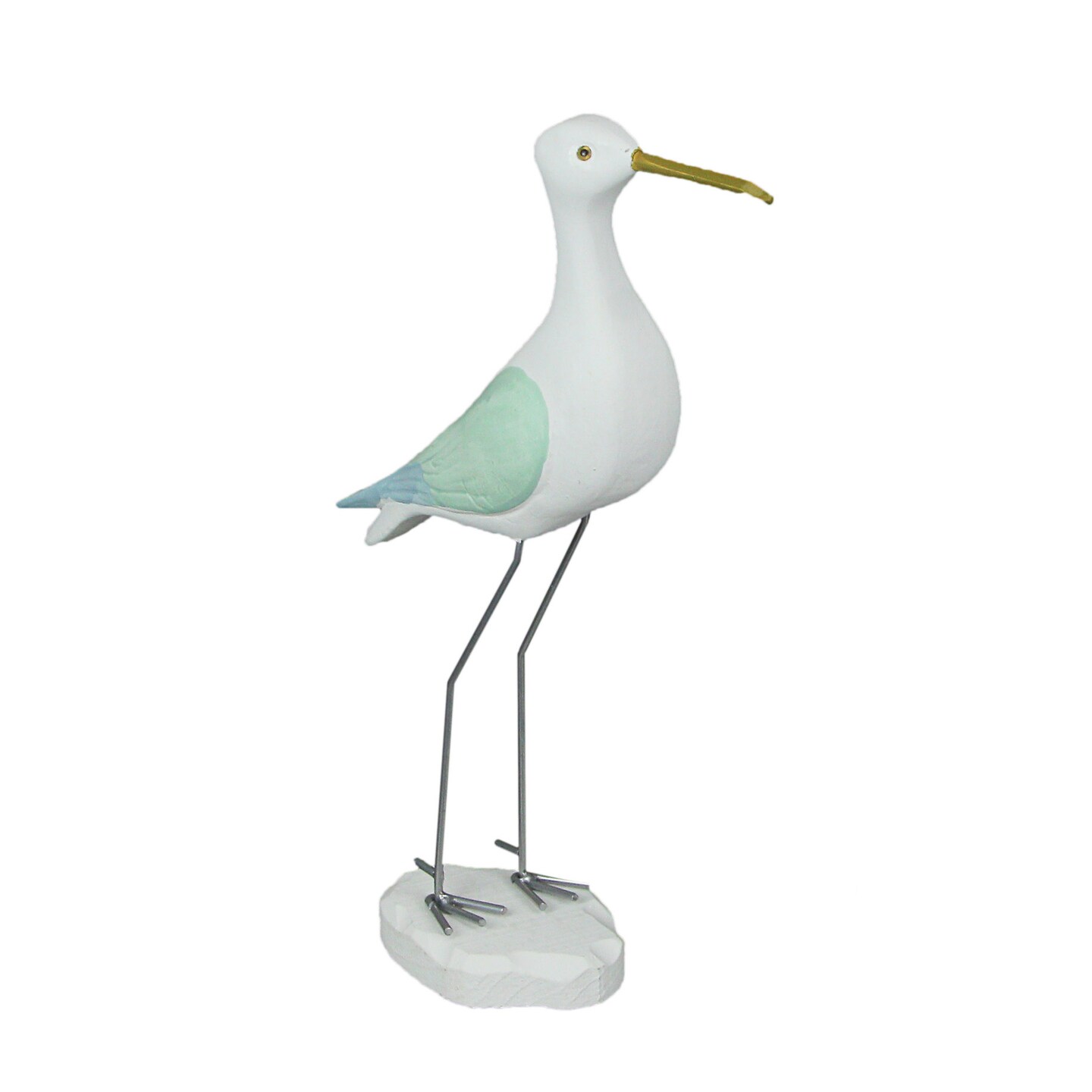 15 Inch Hand Carved White Painted Wood Bird Statue Home Coastal Decor Sculpture