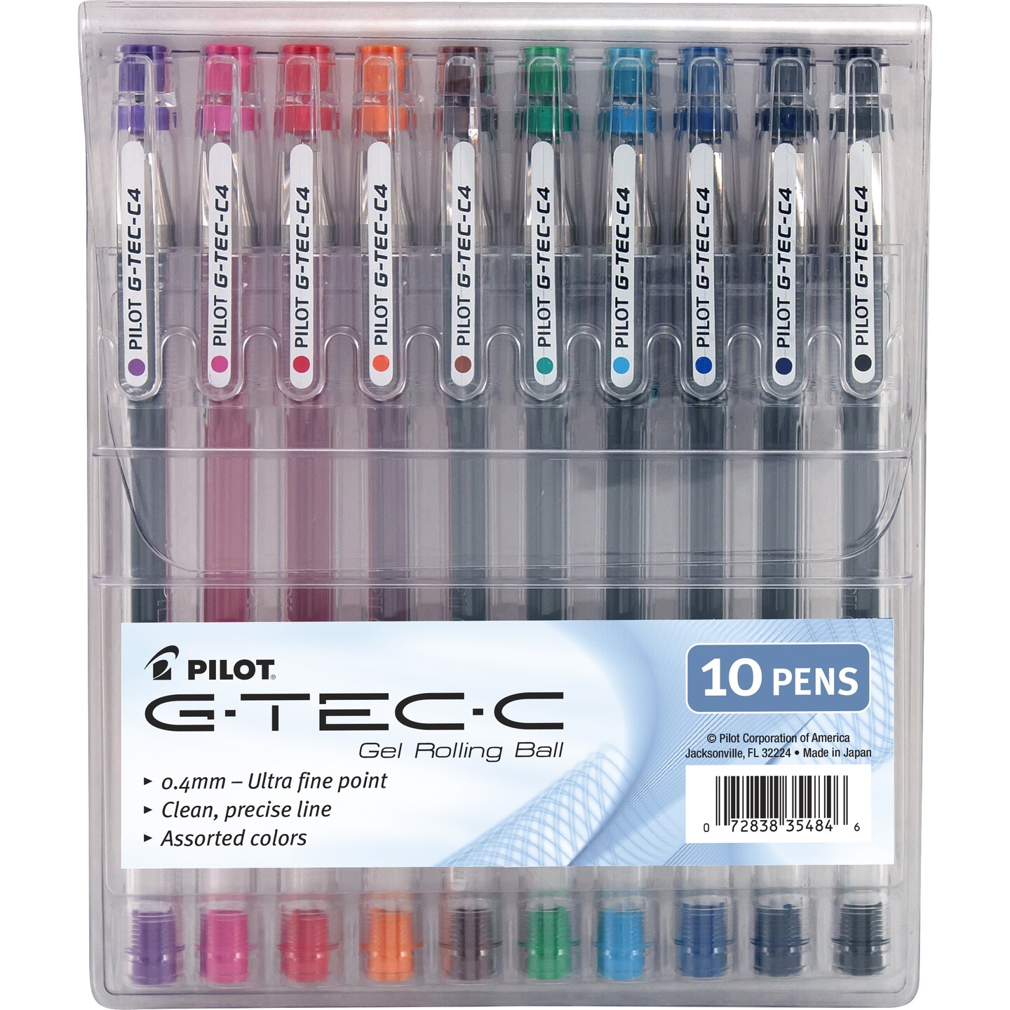 Pilot G-Tec-C Ultra Fine 0.4mm Gel Pens 10/Pkg-Assorted Colors