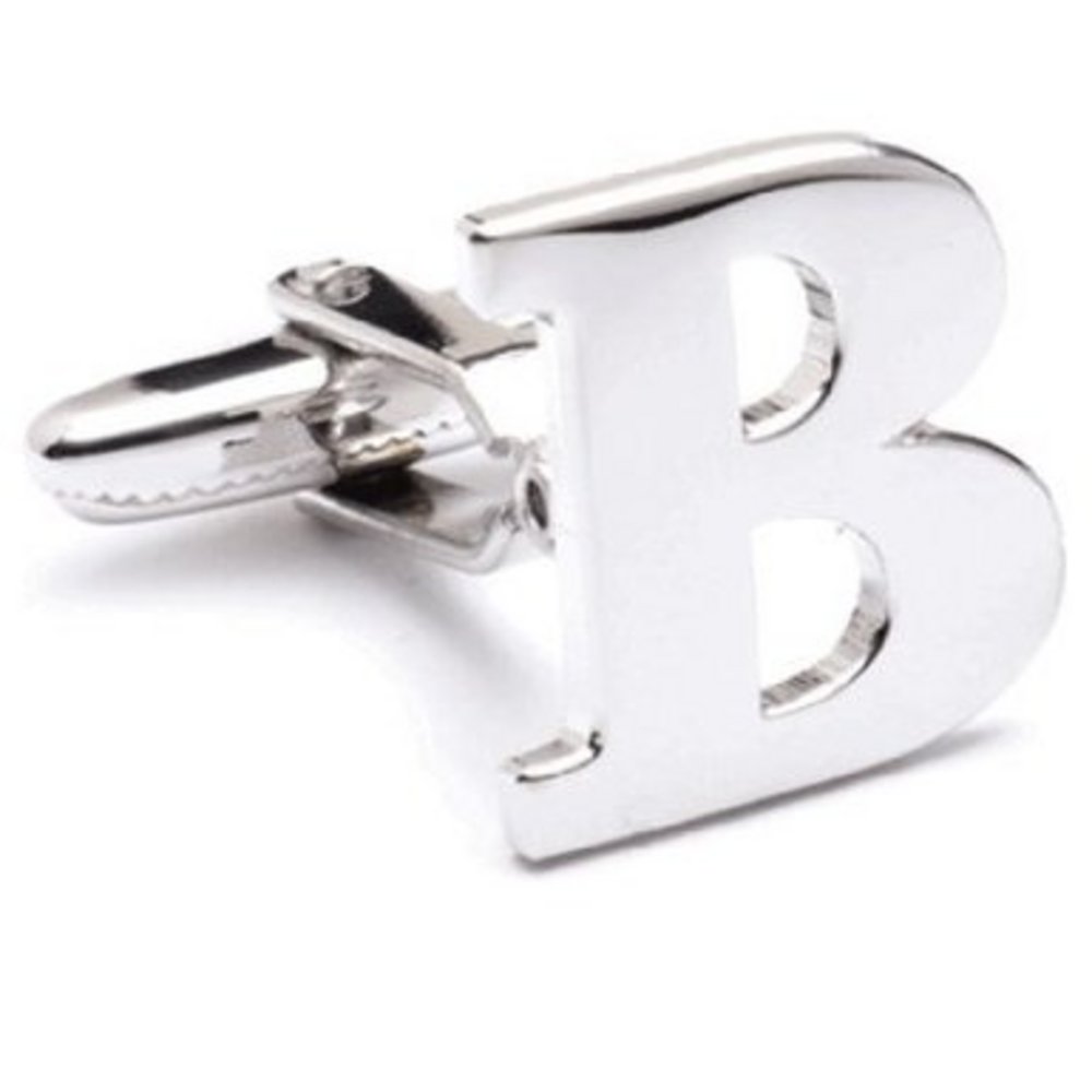 Rhodium Plated Letter B Cufflinks (per piece)