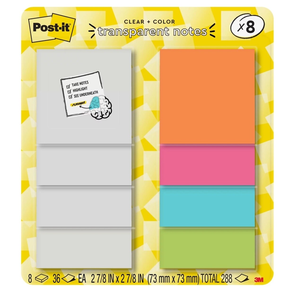 Post-it   Transparent Notes Assorted Colors