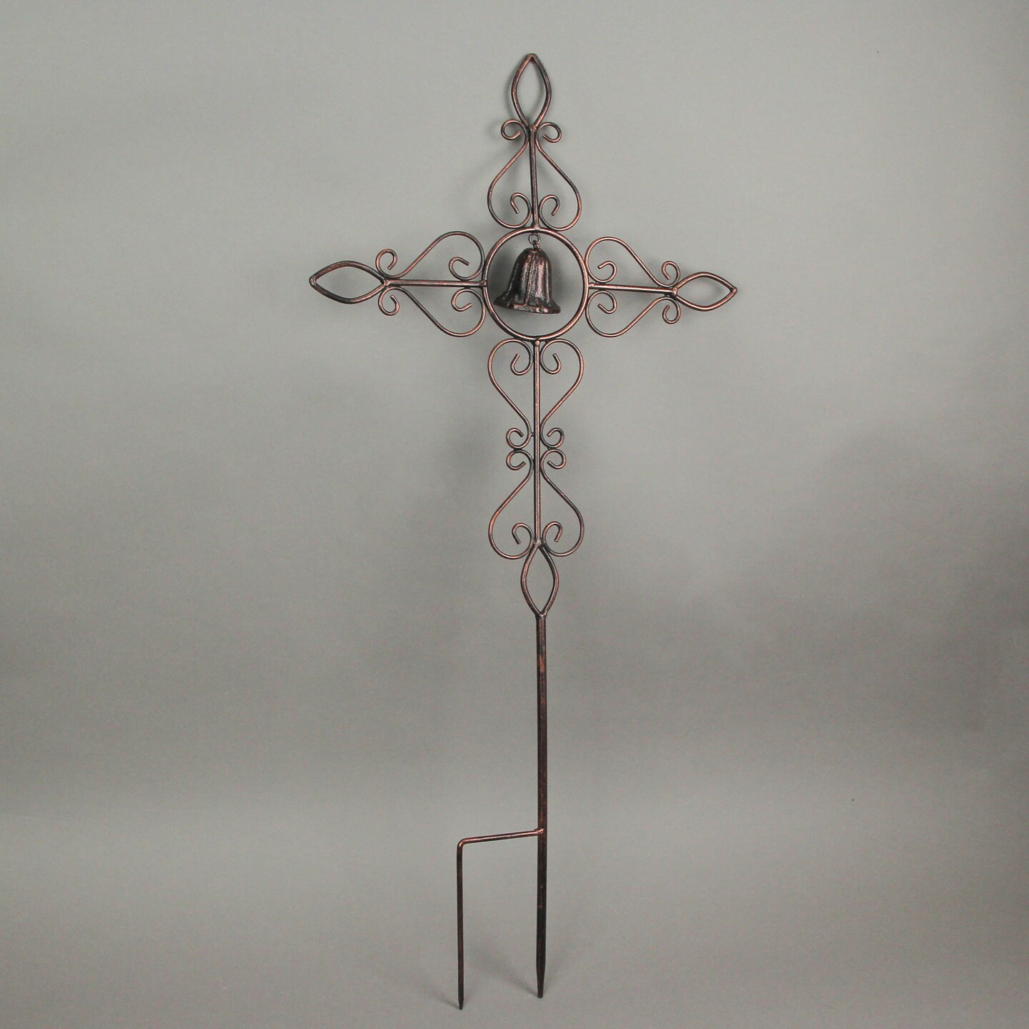 Set of 2 Scroll Design Metal Garden Stakes With Wind Bells