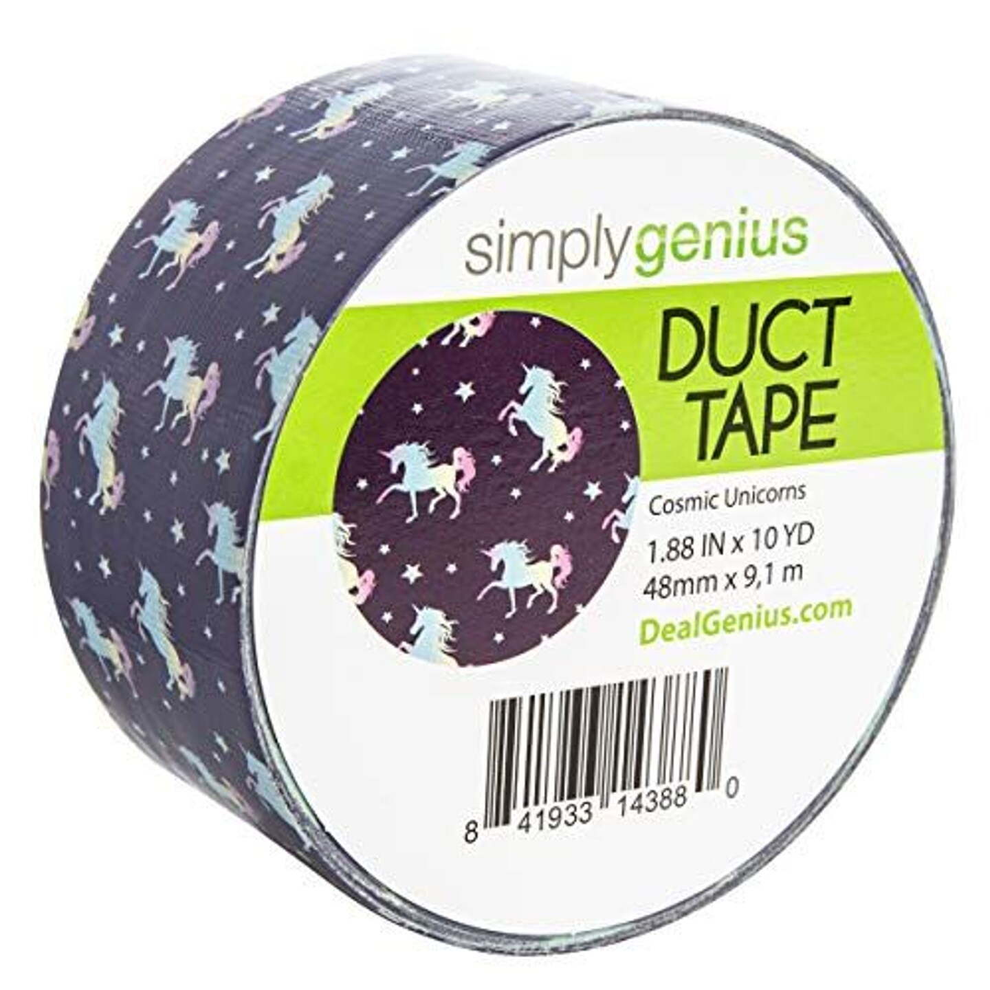 Simply Genius Pattern Duct Tape Heavy Duty - Craft Supplies for Adults - Colored Duct Tape - Single Roll 1.8 in x 10 yards - Colorful Tape for DIY, Craft &#x26; Home Improvement (Cosmic Unicorns)