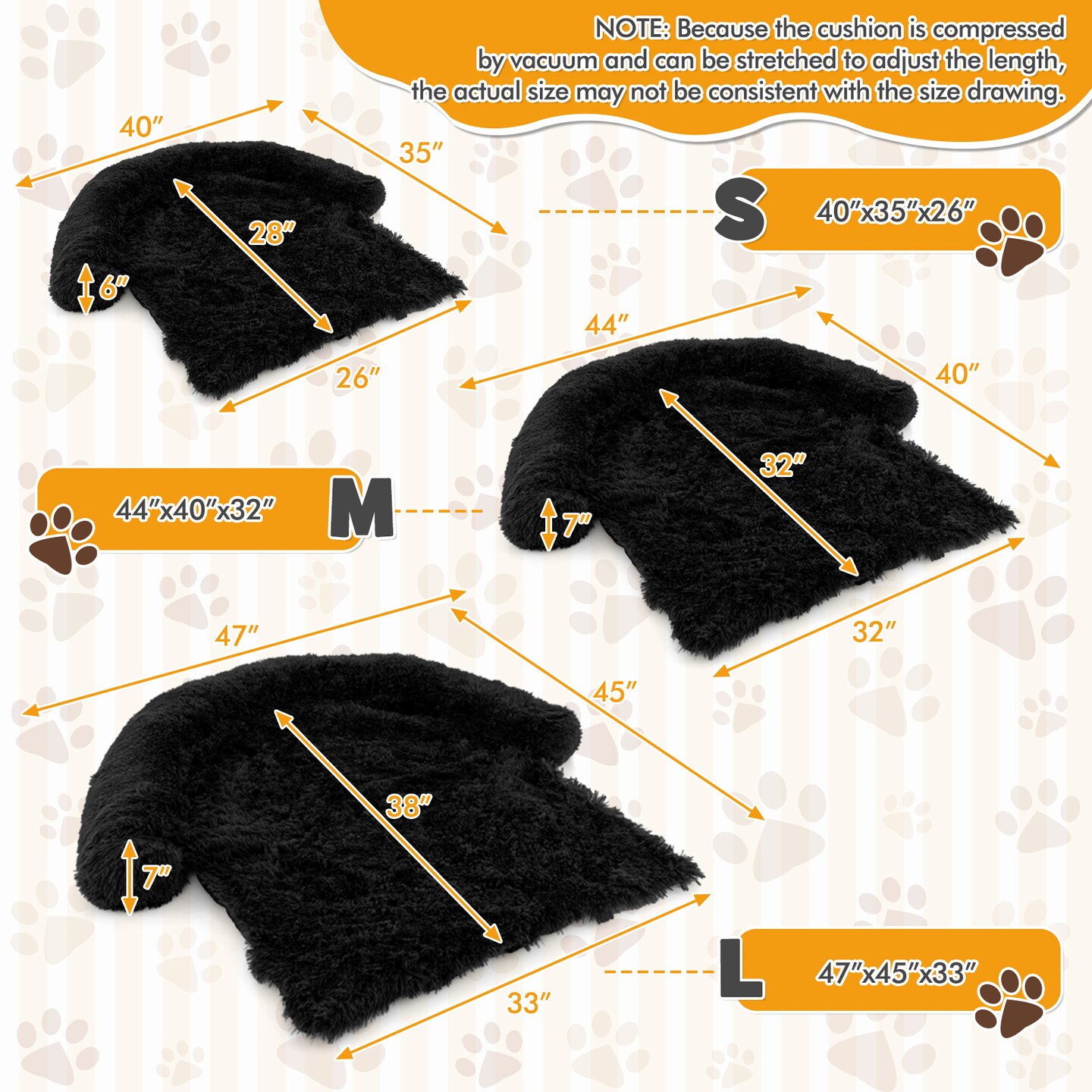 Plush Calming Dog Couch Bed with Removable and Washable Zipper Cover