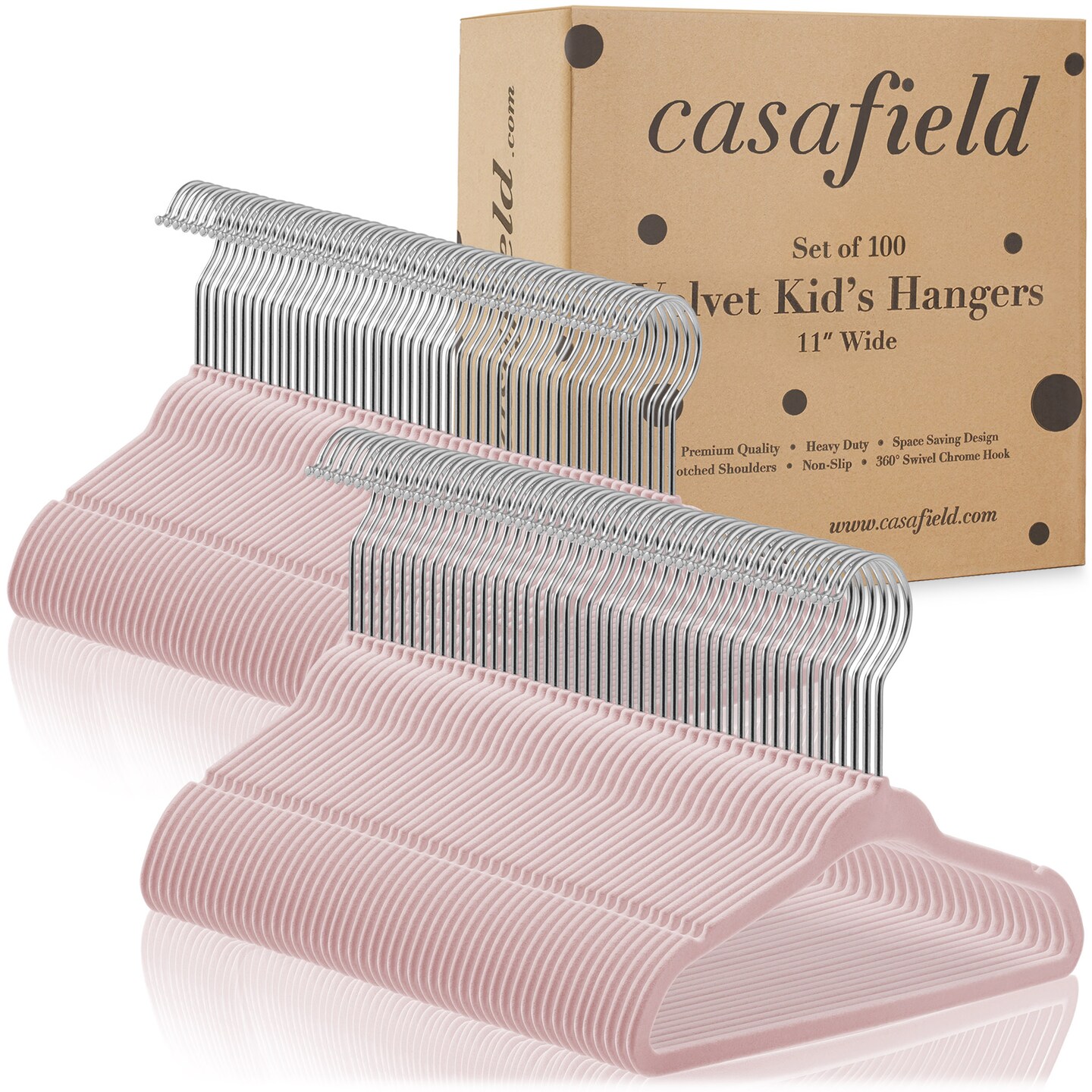 Casafield 100 Velvet Baby Hangers - 11" Size for Infant & Toddler Clothes