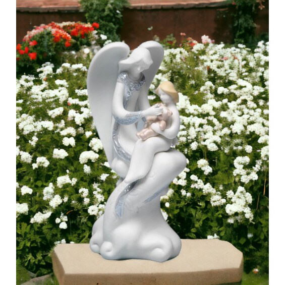 kevinsgiftshoppe Ceramic Nursing Angel Figurine Home Decor Religious Decor Religious Gift Church Decor