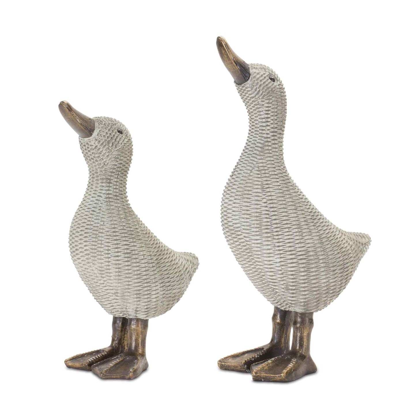Melrose Textured Standing Duck Figurines - 10" - White - Set of 4