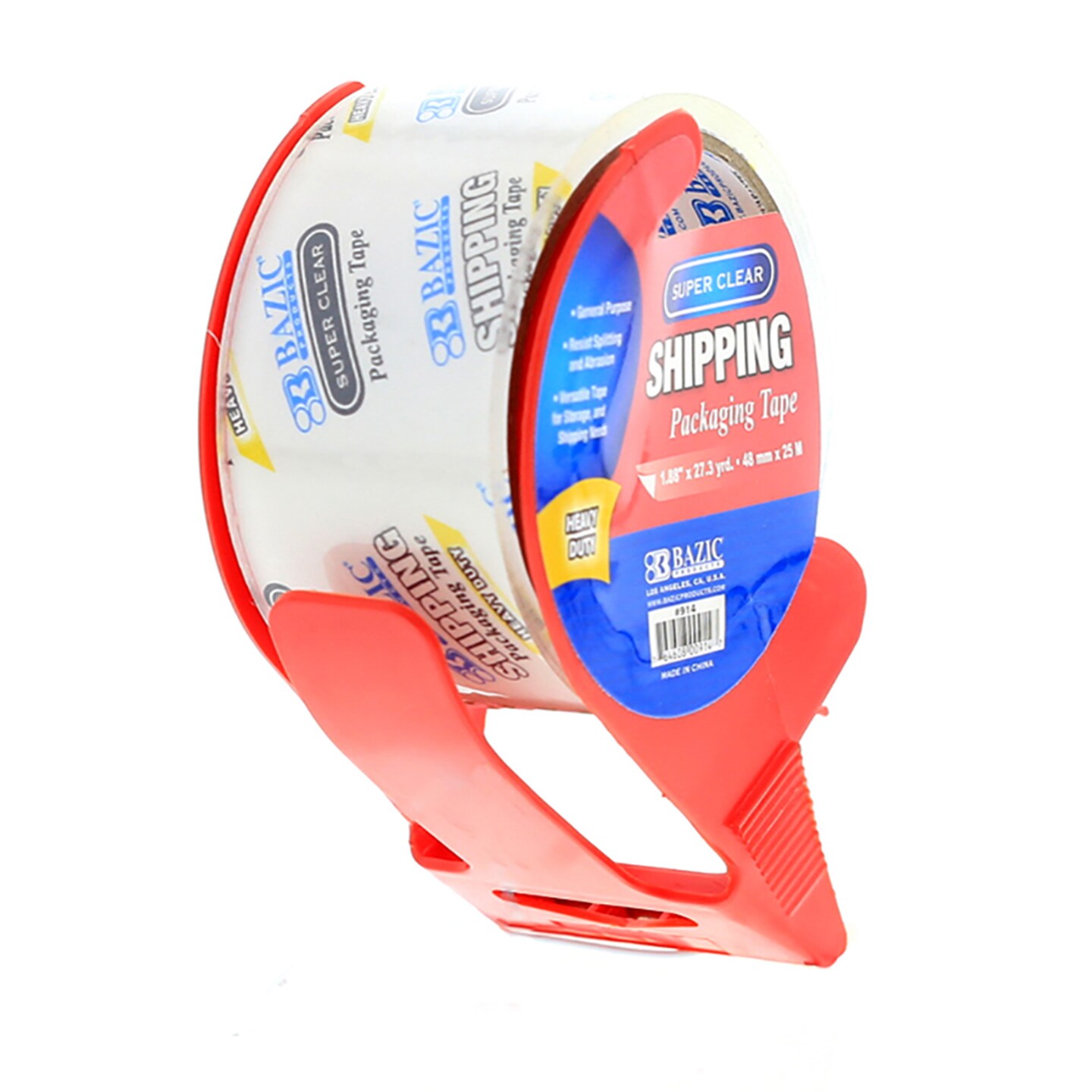 BAZIC Heavy Duty Super Clear Packing Tape w/ Dispenser 1.88" x 27.3 Yards