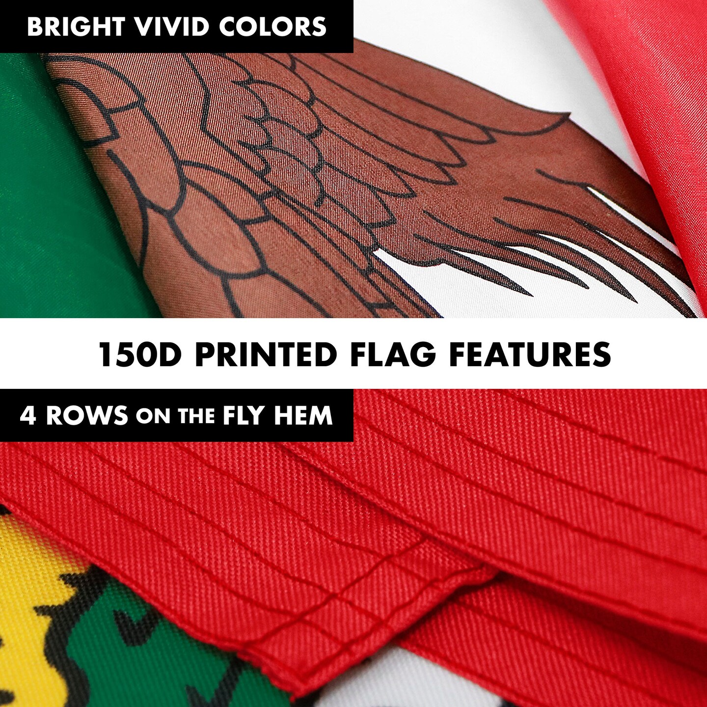 G128 Combo Pack: 6 Feet Tangle Free Spinning Flagpole (Silver) Mexico Mexican Flag 3x5 ft Printed 150D Brass Grommets (Flag Included) Aluminum Flag Pole