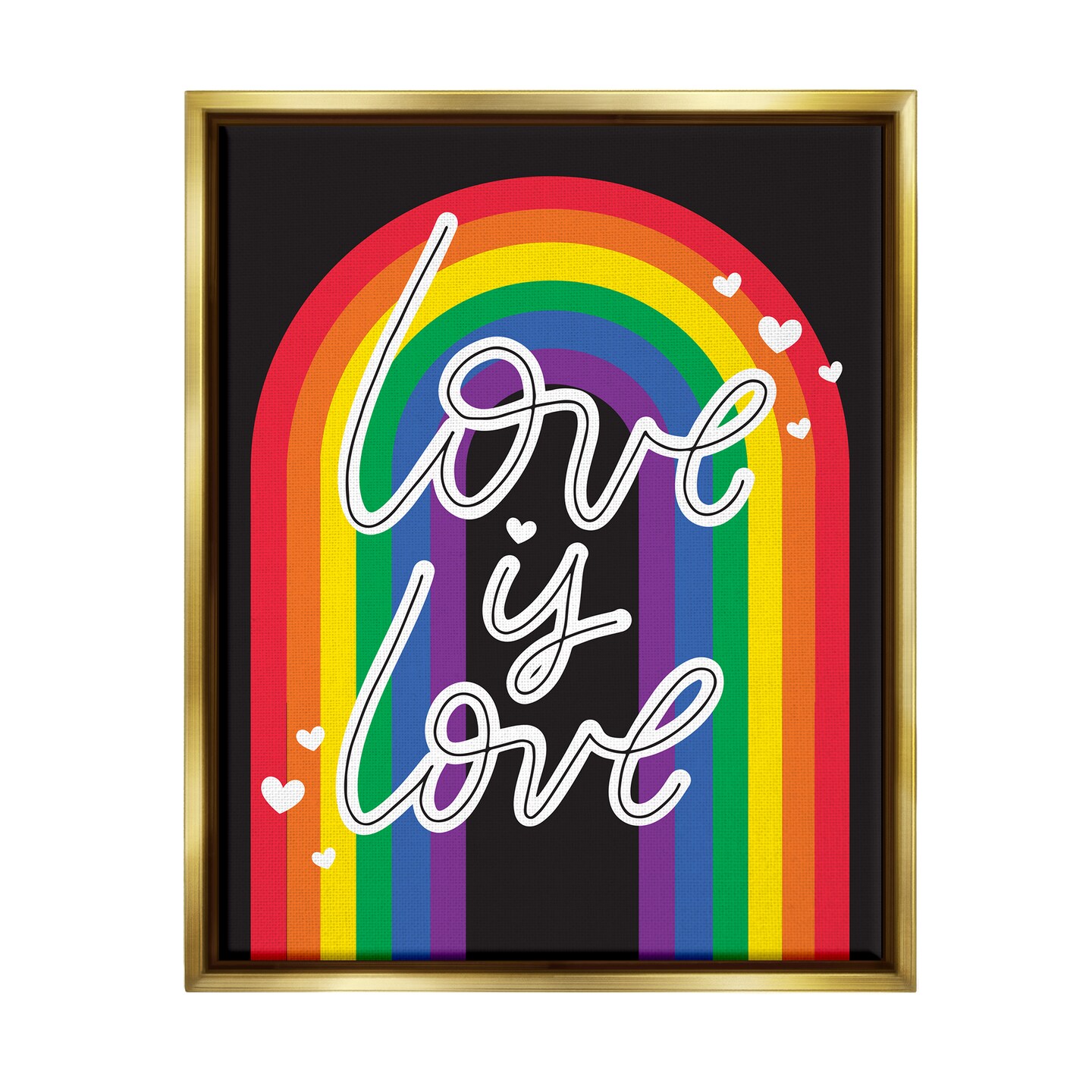 Stupell Industries Love Pride Rainbow Black Framed Floater Canvas Wall ...