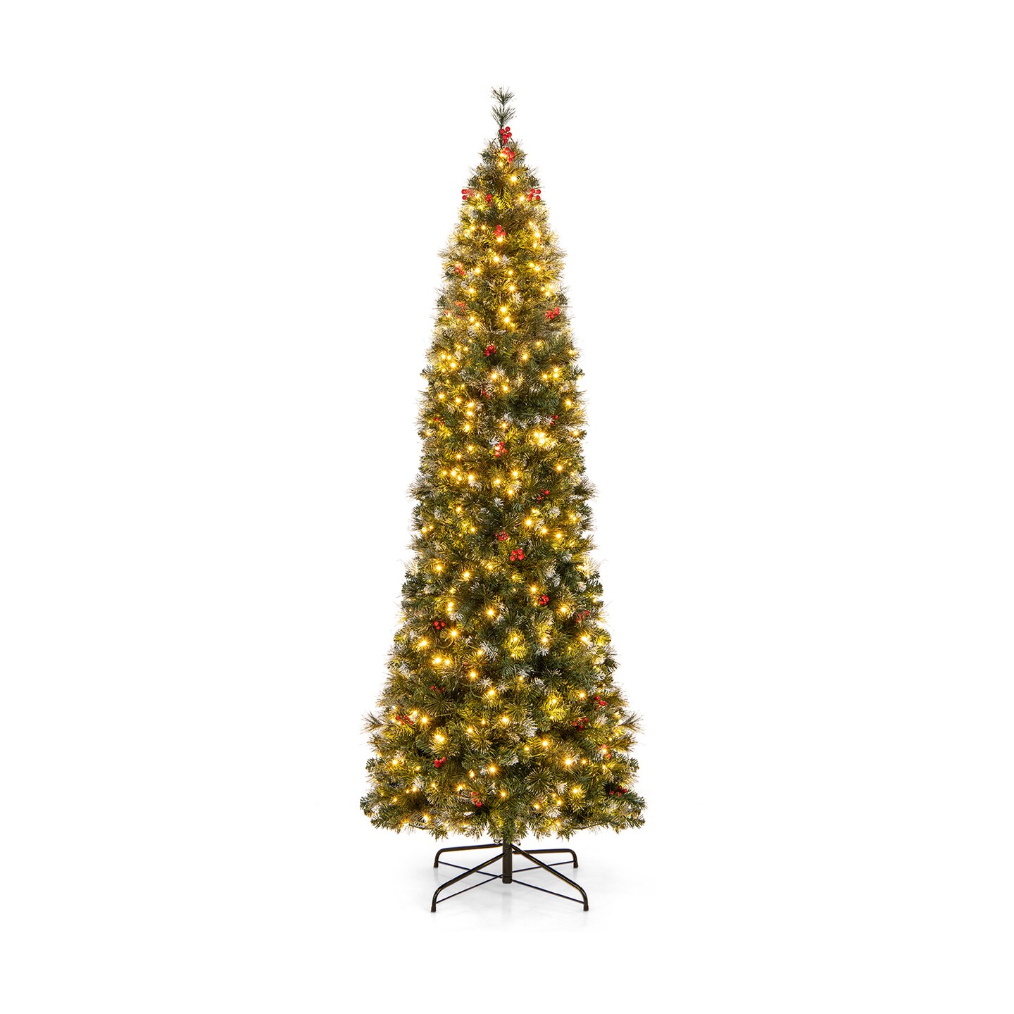 Pre-Lit Artificial Hinged Slim Pencil Christmas Tree