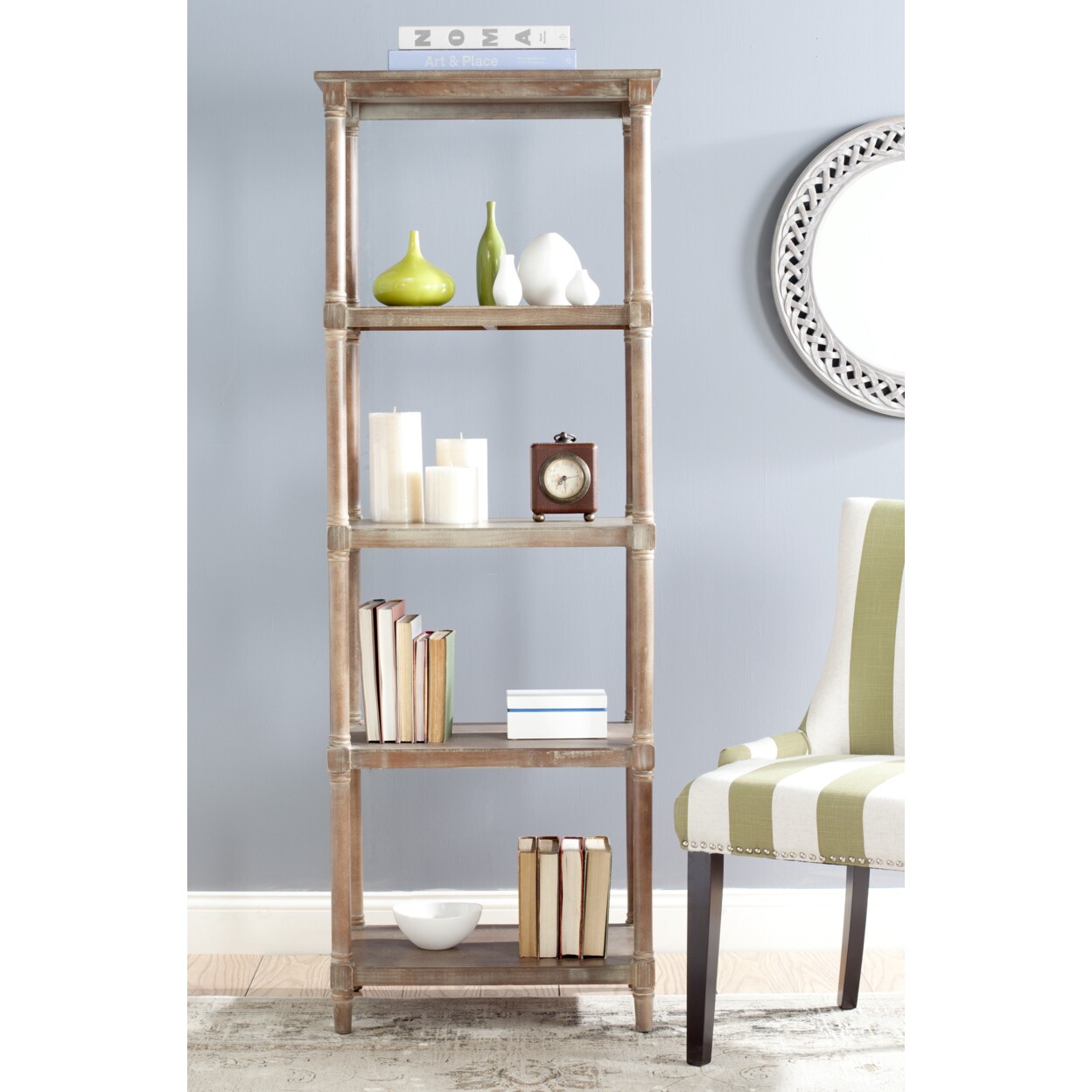 Safavieh   Odessa 5-Tier Bookcase Washed Nat Pine