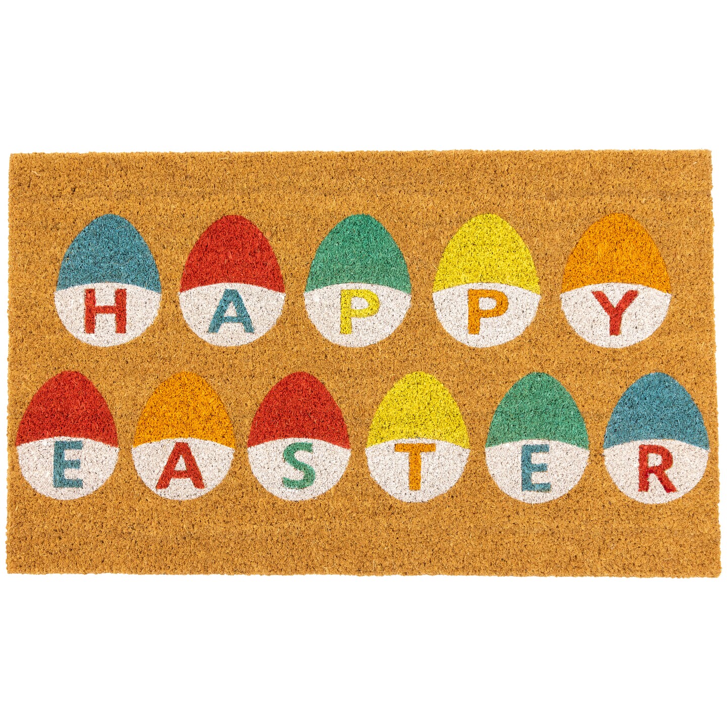 Northlight Natural Coir Happy Easter Egg Outdoor Doormat 18&#x22; x 30&#x22;