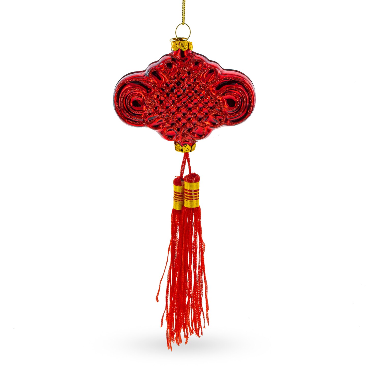 Elegant Chinese Knot Tassel New Year Decoration Blown Glass Christmas Ornament