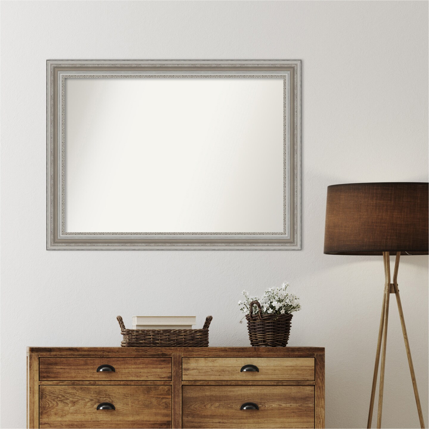 Parlor Silver Non-Beveled Custom Framed Bathroom Vanity Wall Mirror