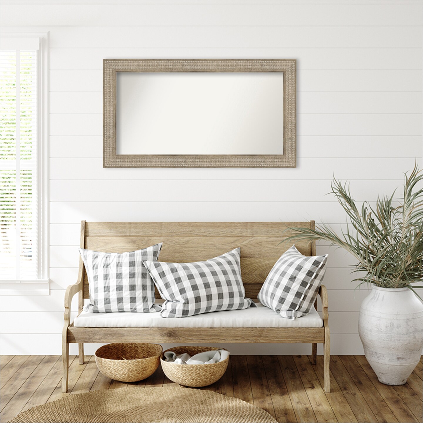 Trellis Silver Non-Beveled Custom Framed Bathroom Vanity Wall Mirror