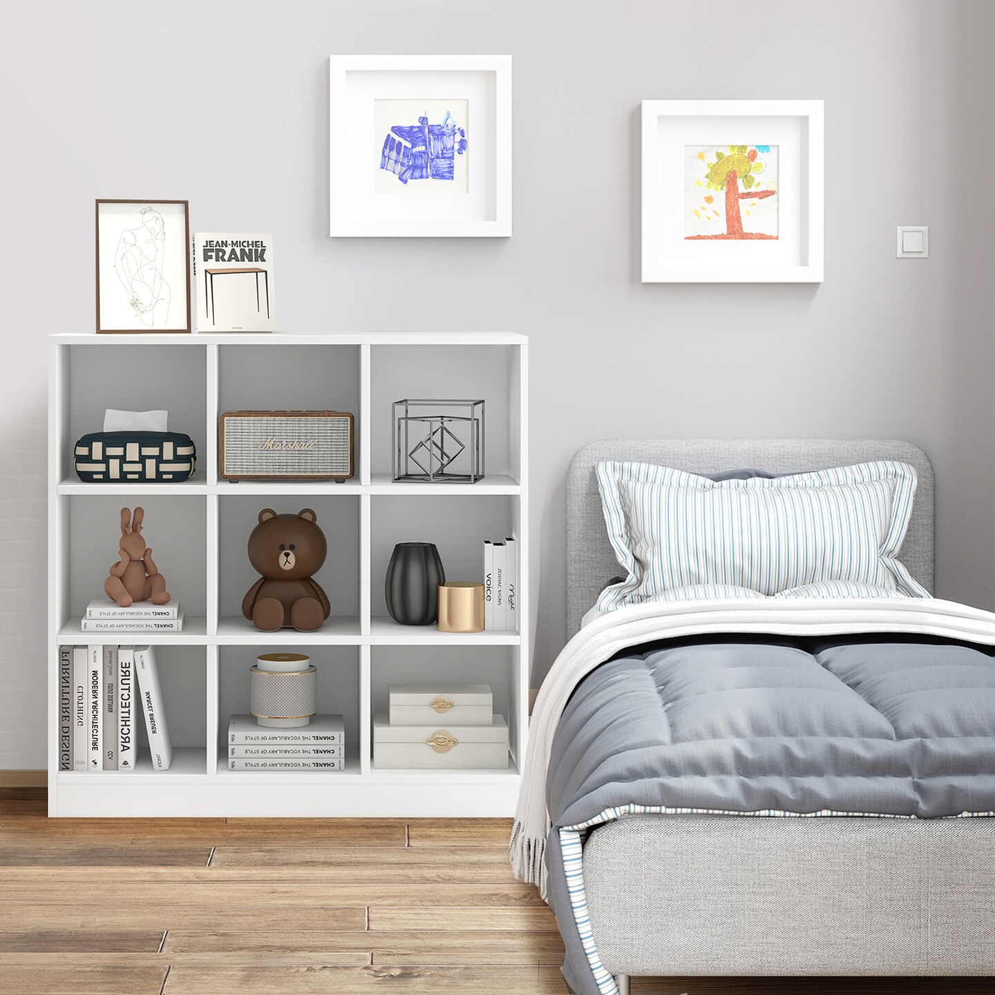 Costway Kids Toy Storage Organizer 9-Cube Kids Bookcase for Books Toys Ornaments