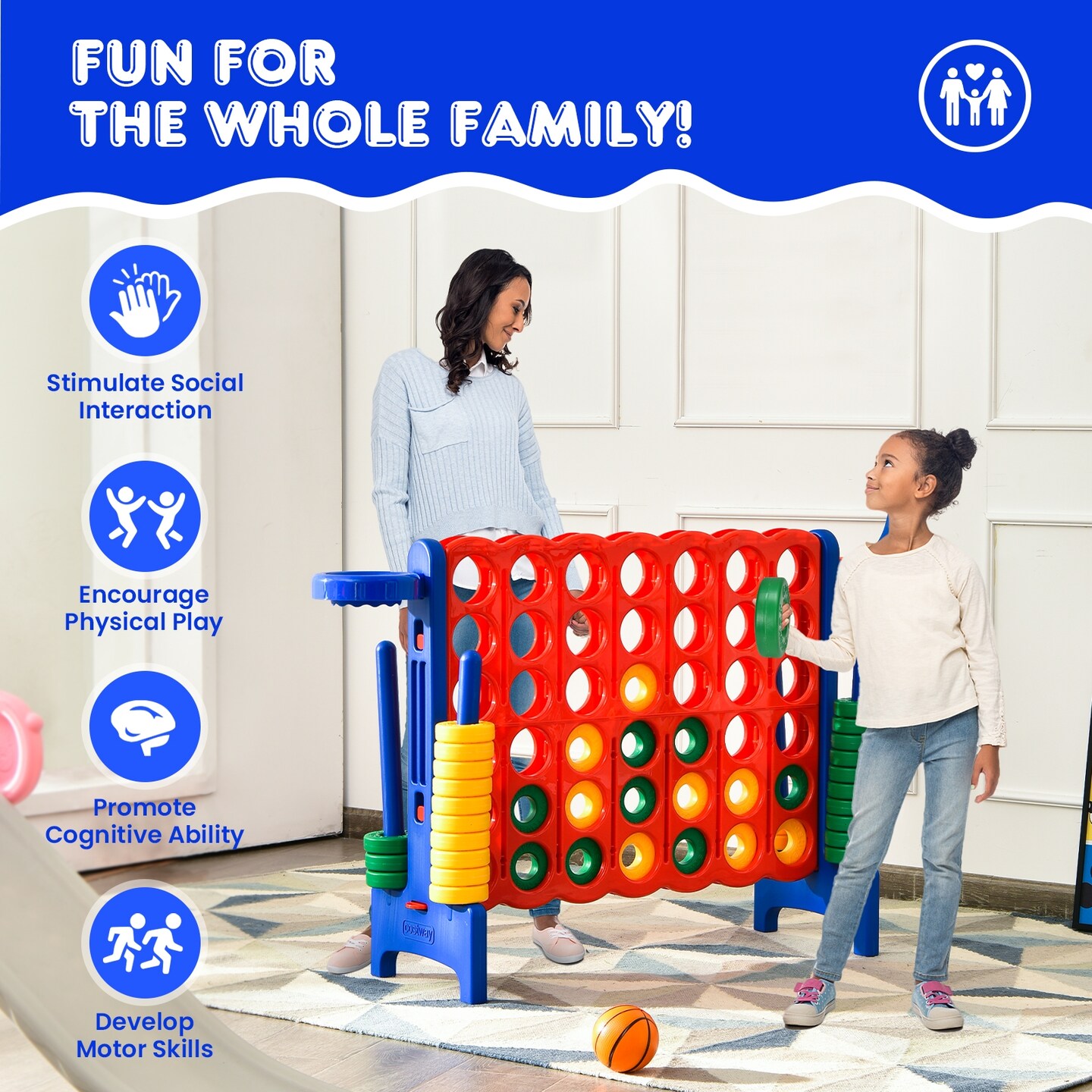 2.5Ft 4-to-Score Giant Game Set Perfect for Indoor-Outdoor Use