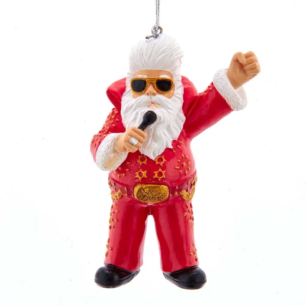 KSA Pack of 12 Red and White Elvis Presley Santa Christmas Ornaments 4"