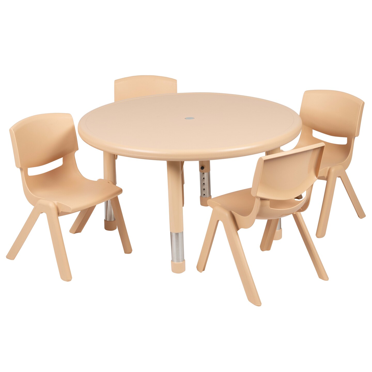 Emma and Oliver 33&#x22; Round Plastic Height Adjustable Activity Table Set with 4 Chairs