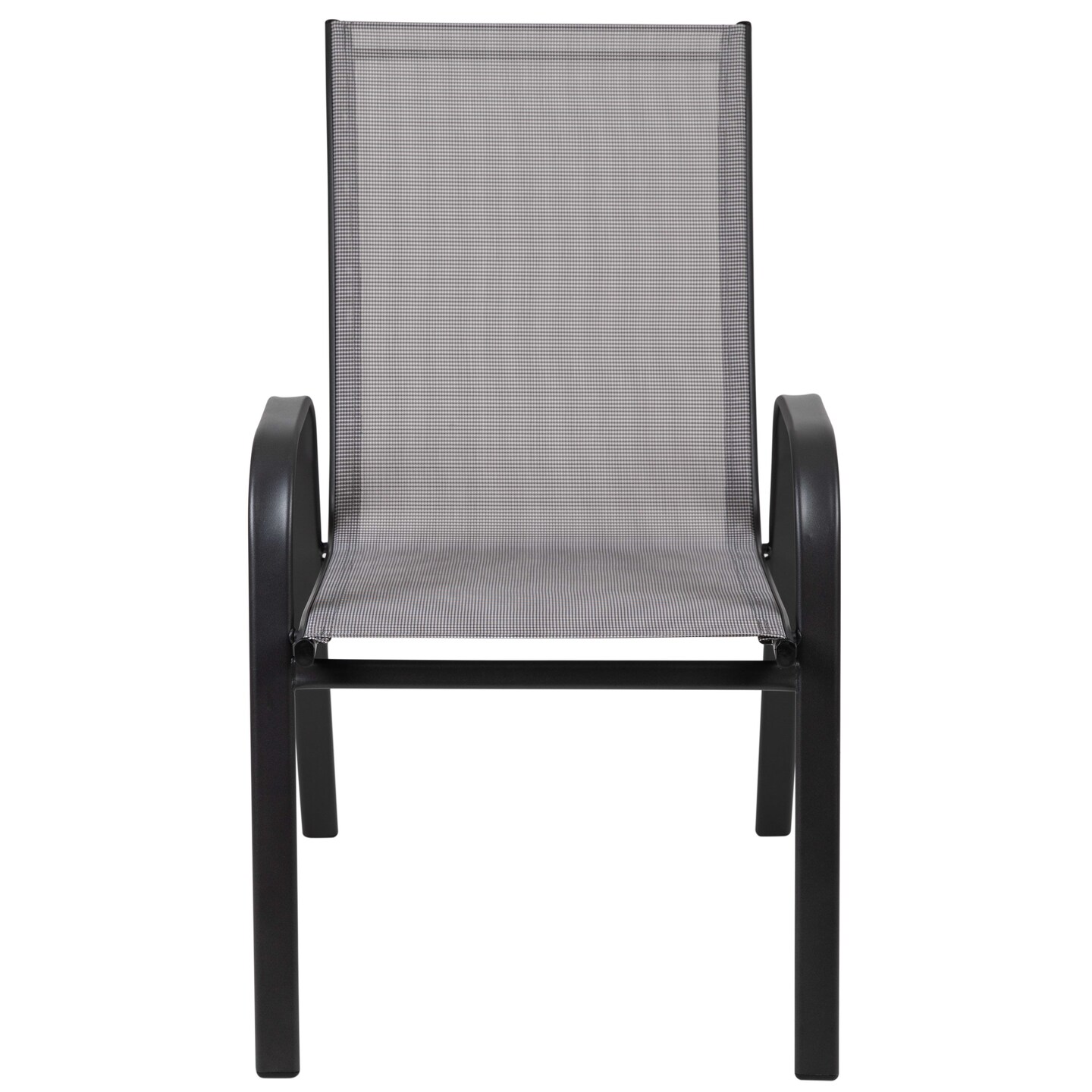 Emma and Oliver 5 Pack. Outdoor Stack Chair with Flex Comfort Material and Metal Frame