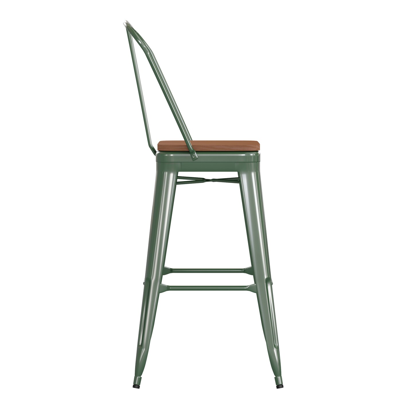Emma and Oliver Kam Metal Indoor-Outdoor Stool with Removable Back and All-Weather Polystyrene Seat