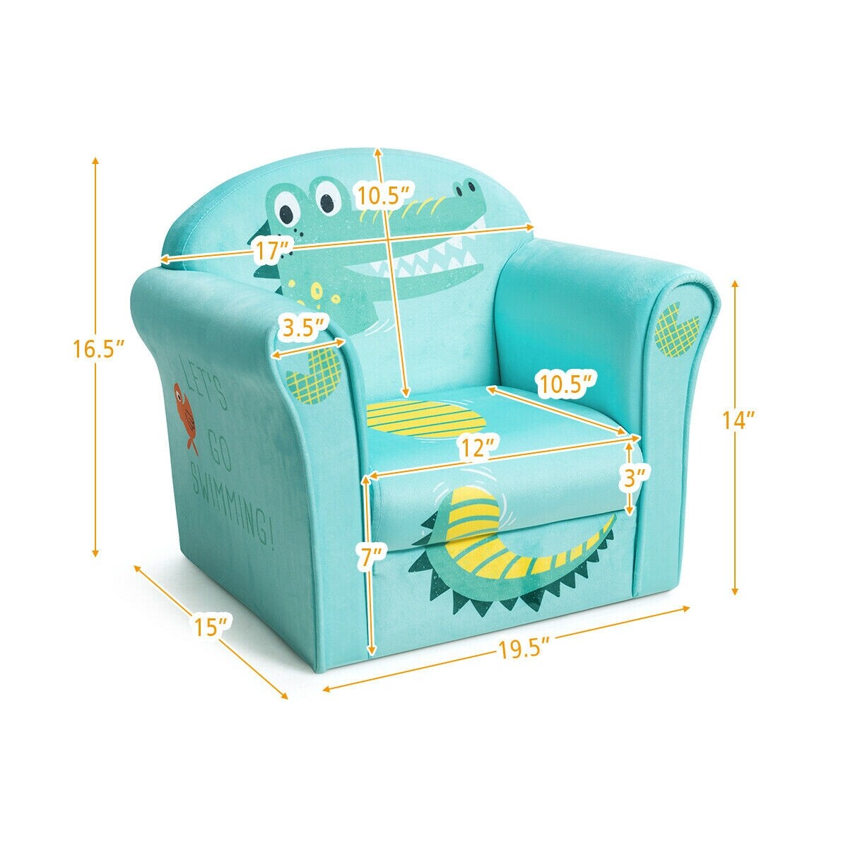 Kids Armrest Upholstered Sofa Chair with Cute Patterns with Wide Backrest
