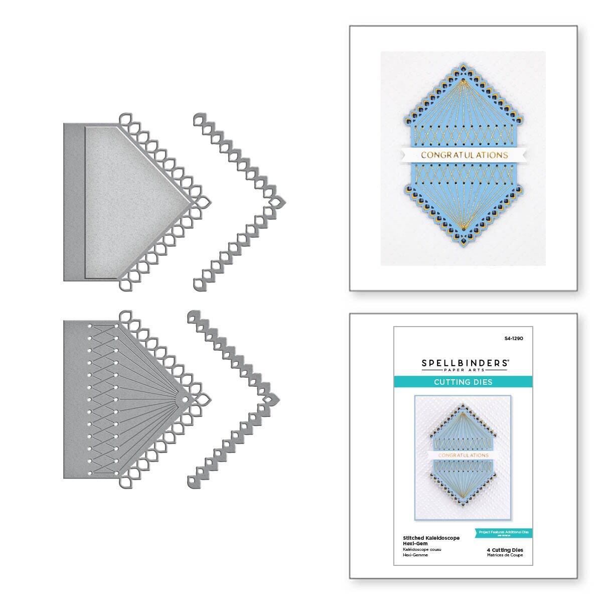 Spellbinders Etched Dies From The Hexi-Gems Collection-Stitched Kaleidoscope - Hexi Gems