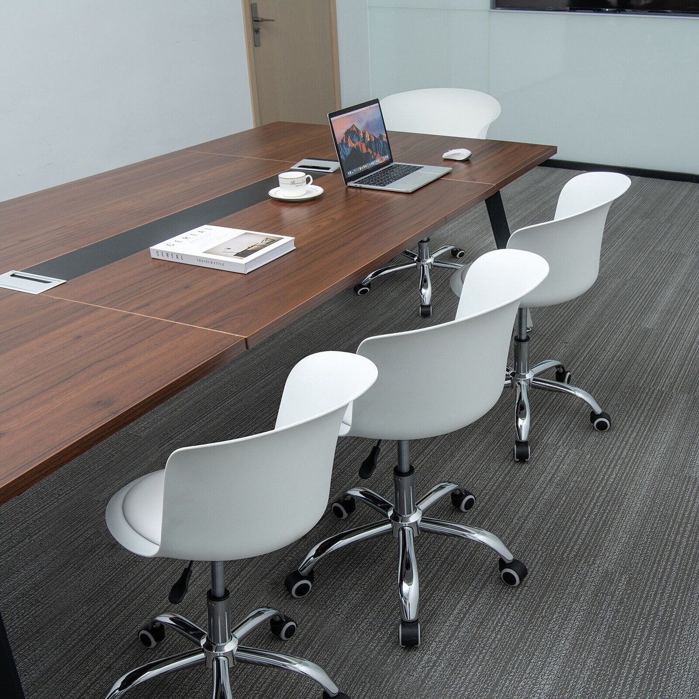 Set of 2 Computer Desk Chair with Ergonomic Backrest and Soft Padded Seat