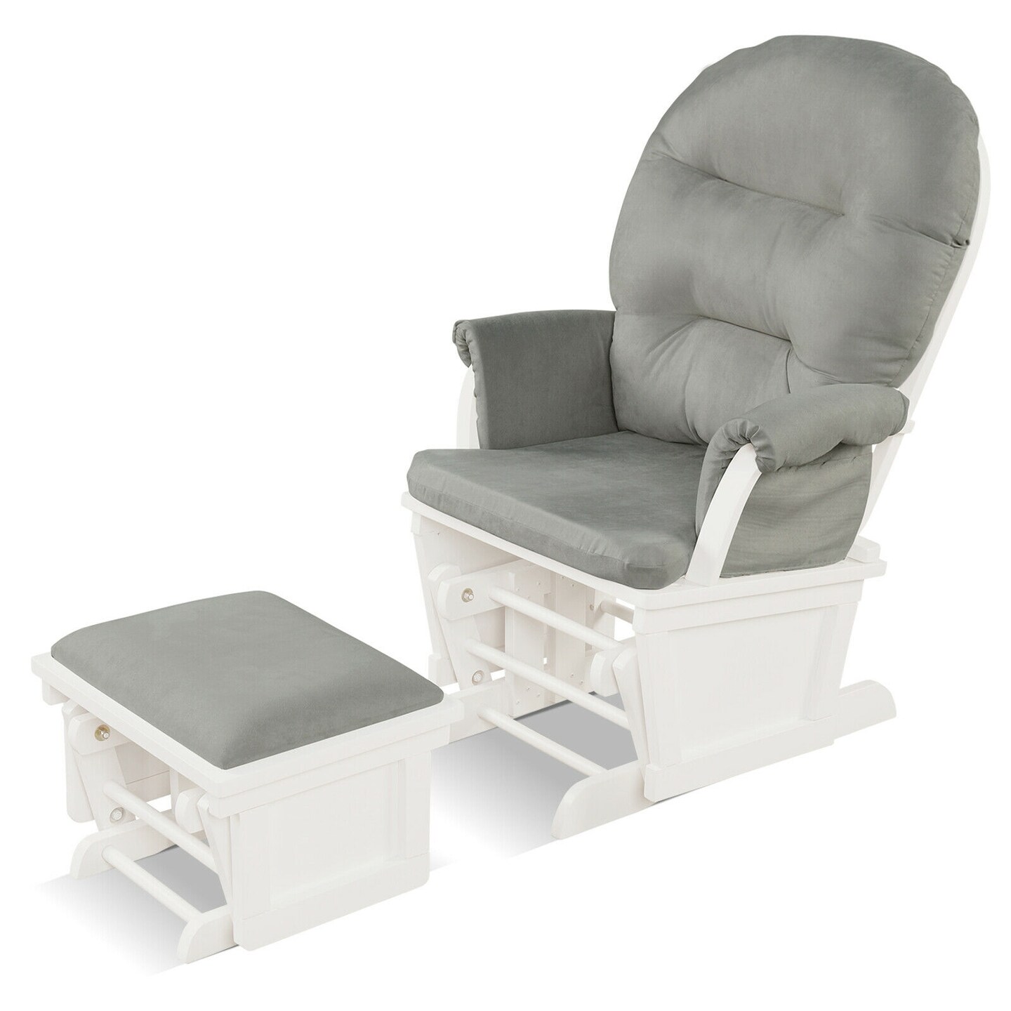 Wooden Glider and Ottoman Cushion Set with Padded Armrests for Nursing