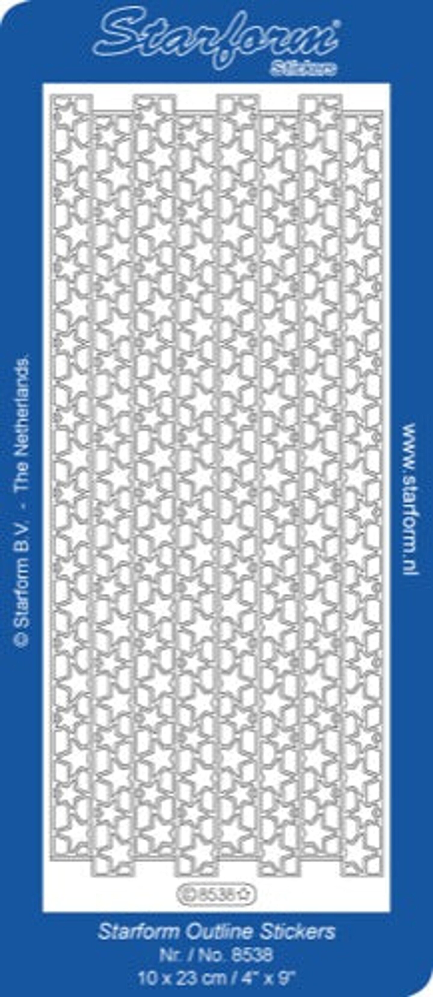 Starform Deco Stickers - Ribbon Border Stars - Silver
