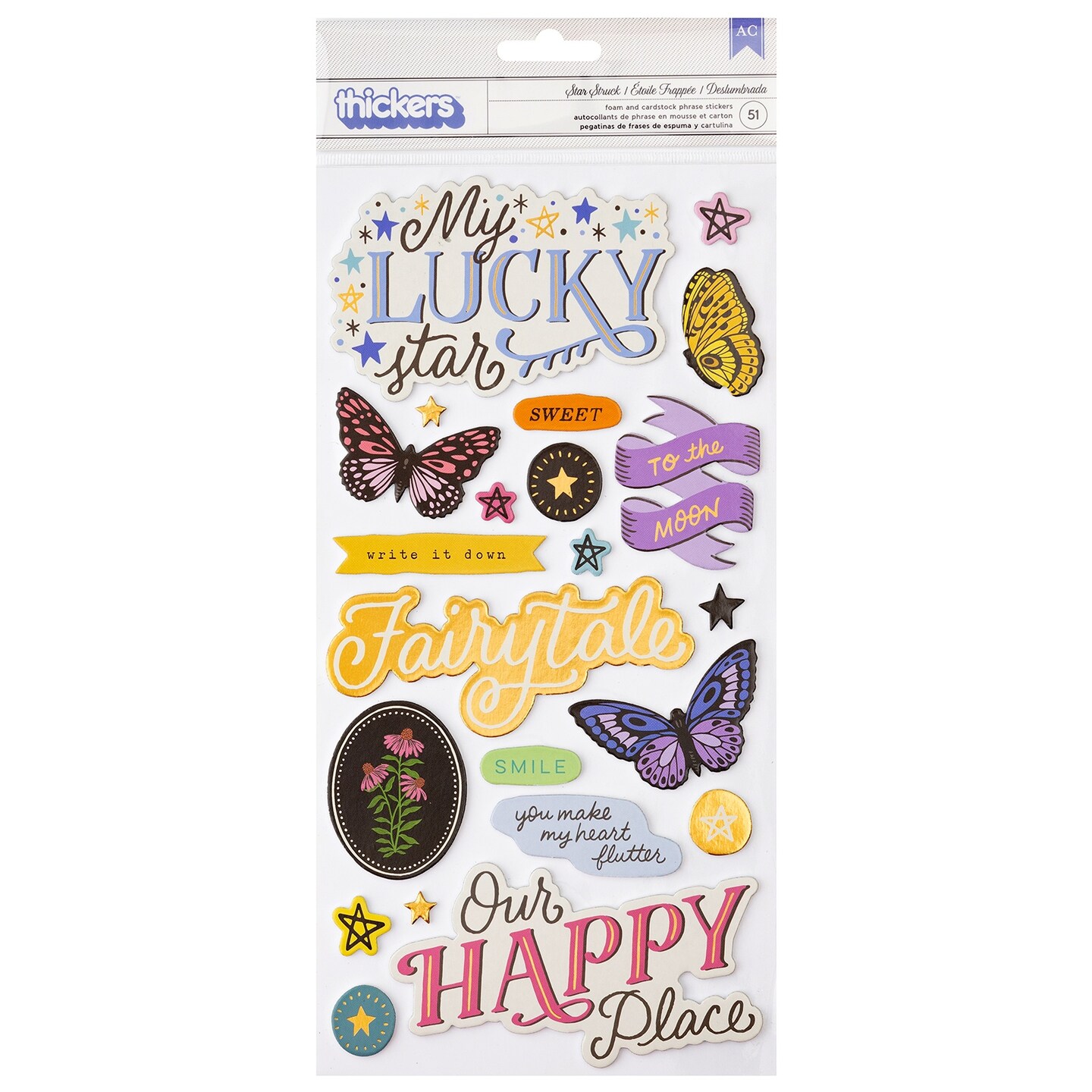 Crate Paper Moonlight Magic Thickers Stickers 50/Pkg-Star Struck ...