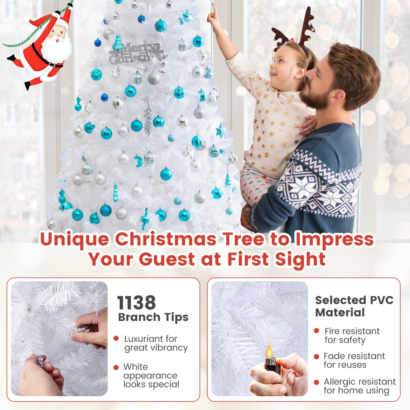 White Artificial PVC Christmas Tree with Metal Stand