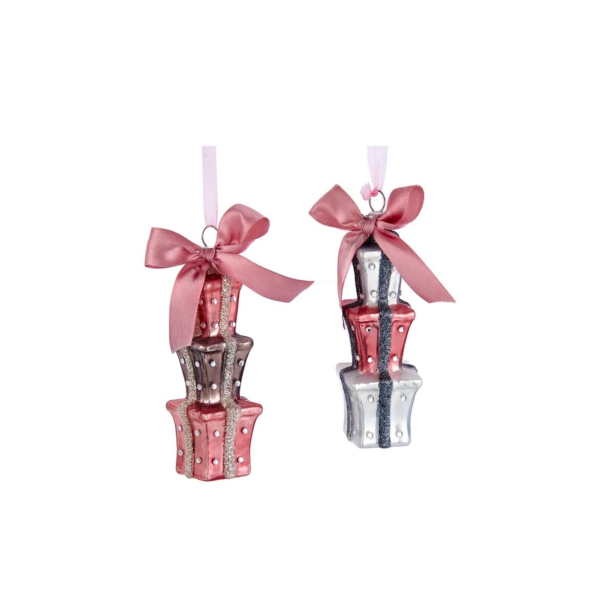 KSA Set of 6 Gift Box with Bow Christmas Ornaments 4.5&#x22;