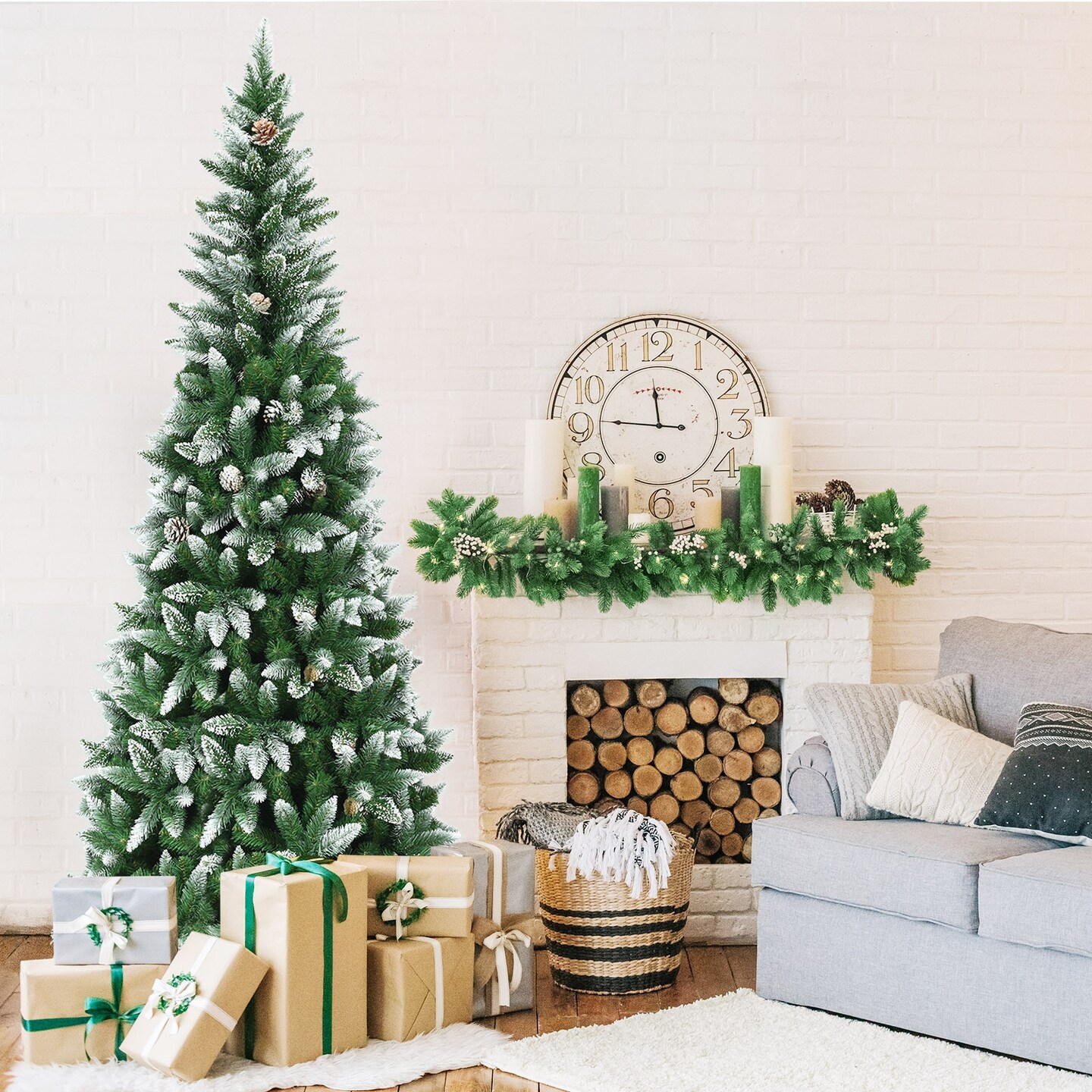 Artificial Pencil Christmas Tree with Pine Cones