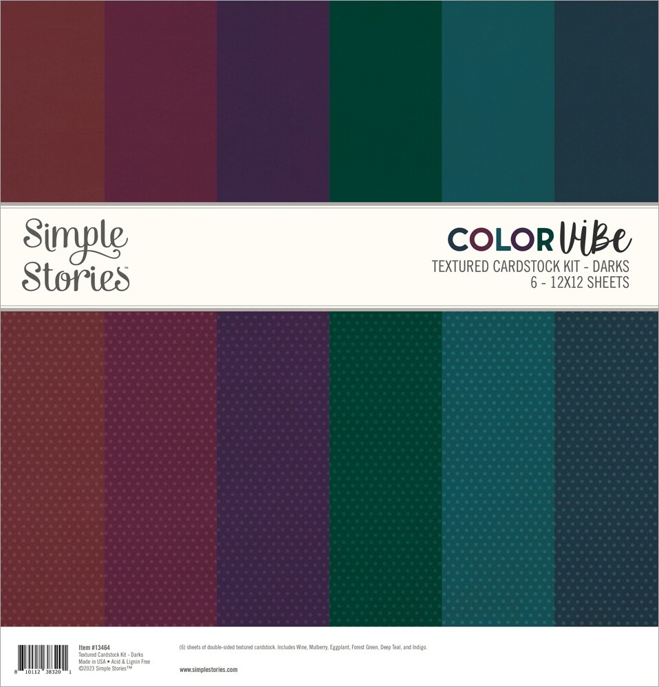 Simple Stories Color Vibe Textured Cardstock Kit 12"X12"Darks Michaels