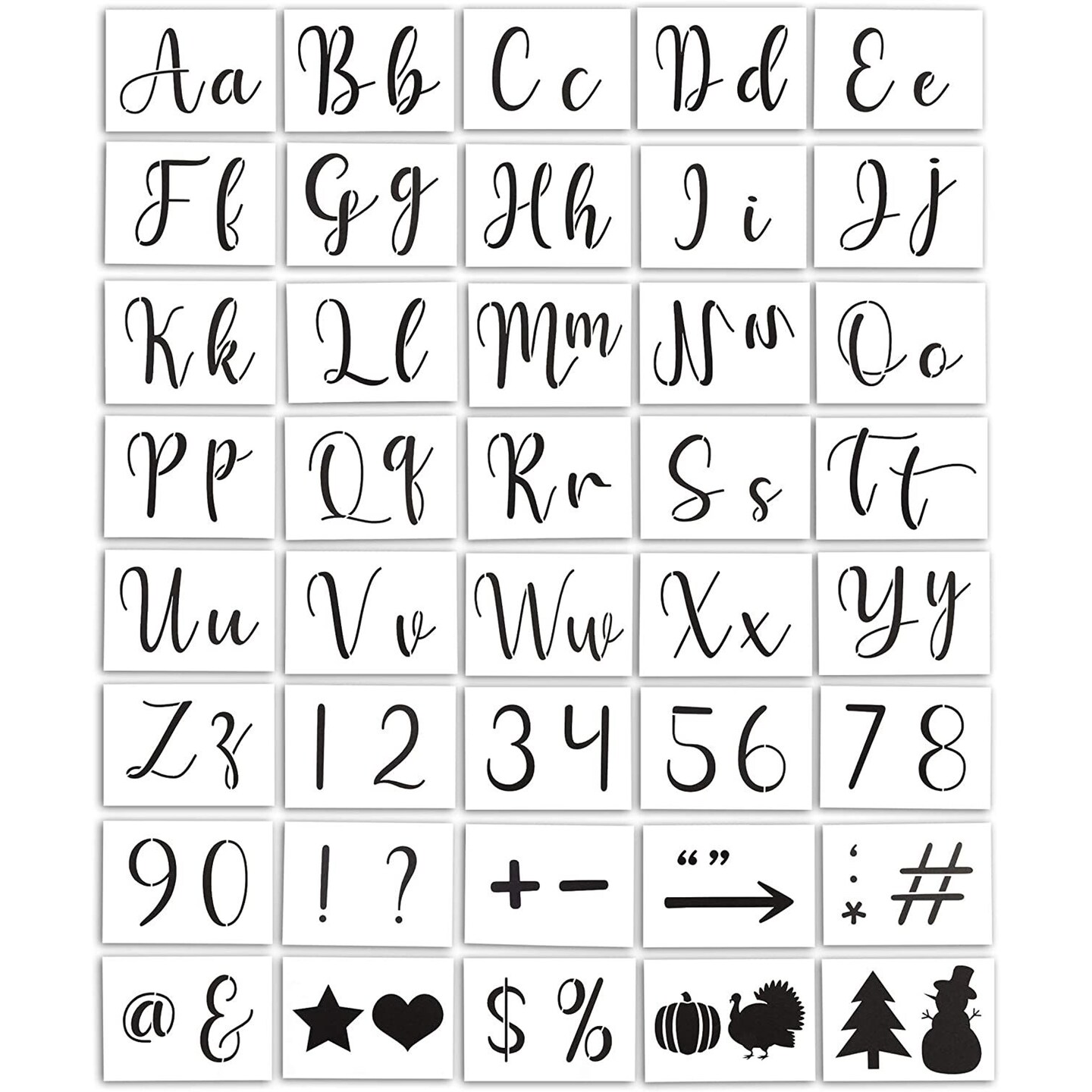 Alphabet Letter and Number Stencils 5 inch - 40 Pack Large Letters and Numbers Stencil Templates with Signs for Painting on Wood, Reusable Number