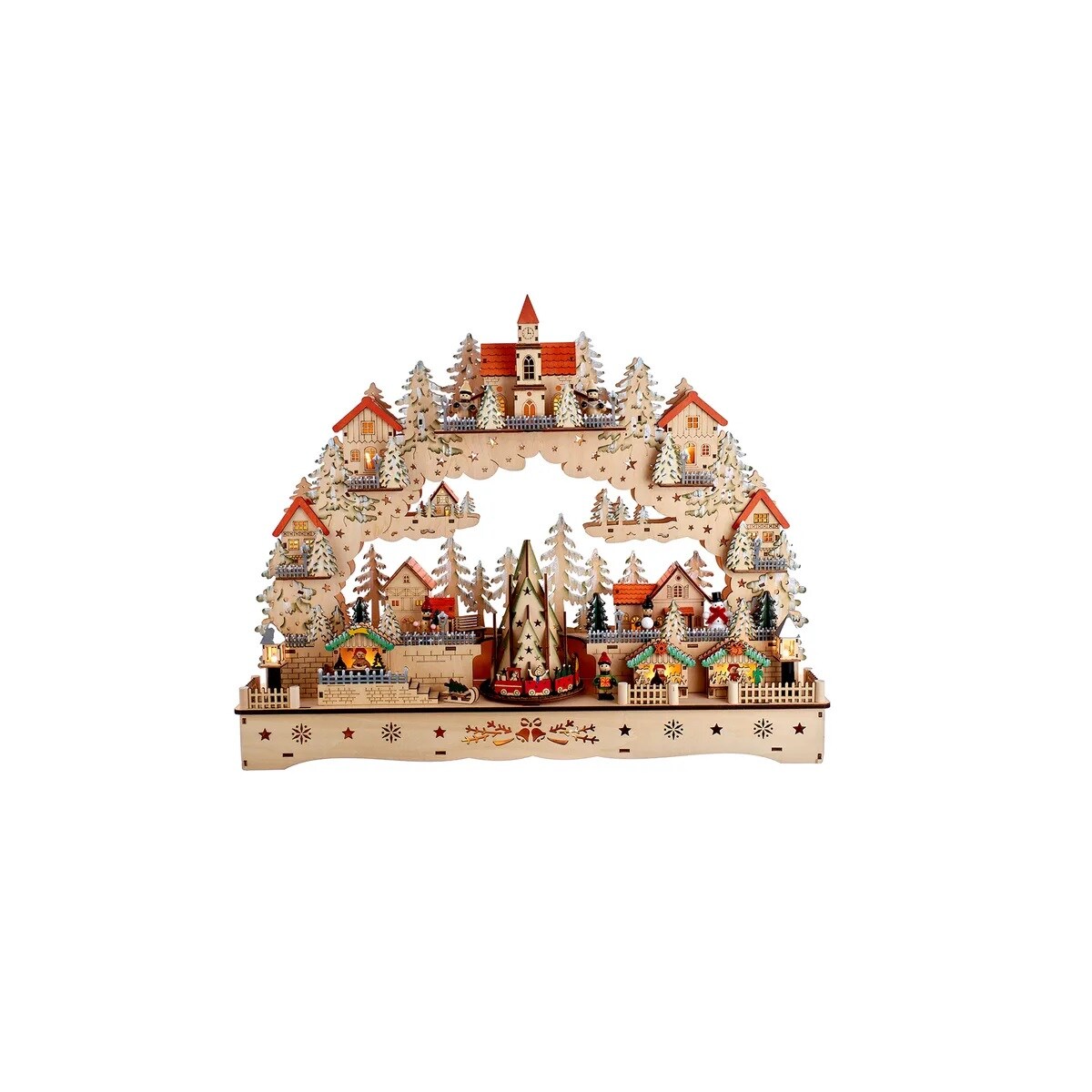 KSA 18.5&#x22; Wooden LED Lighted Musical Christmas Village