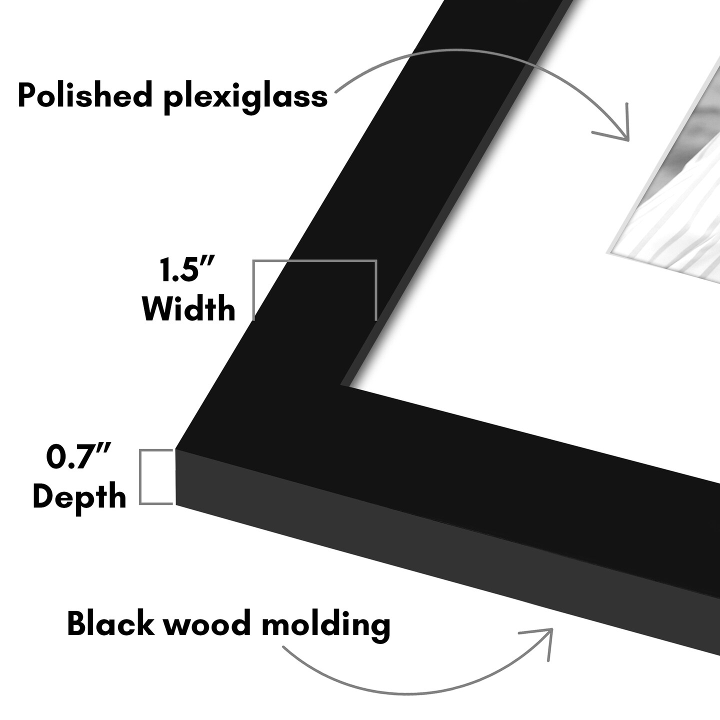 Americanflat Poster Frame with Mat - Large Picture Frame - Polished Plexiglass Cover - Hanging Hardware for Horizontal and Vertical Display - Black