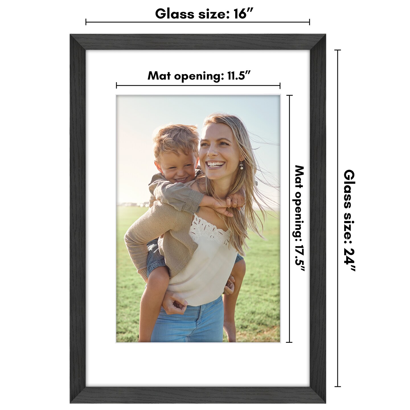 Americanflat Picture Frame with Wide Molding with Mat - Modern Wide Picture Frame - Plexiglass Cover - Hanging Hardware - Includes Easel